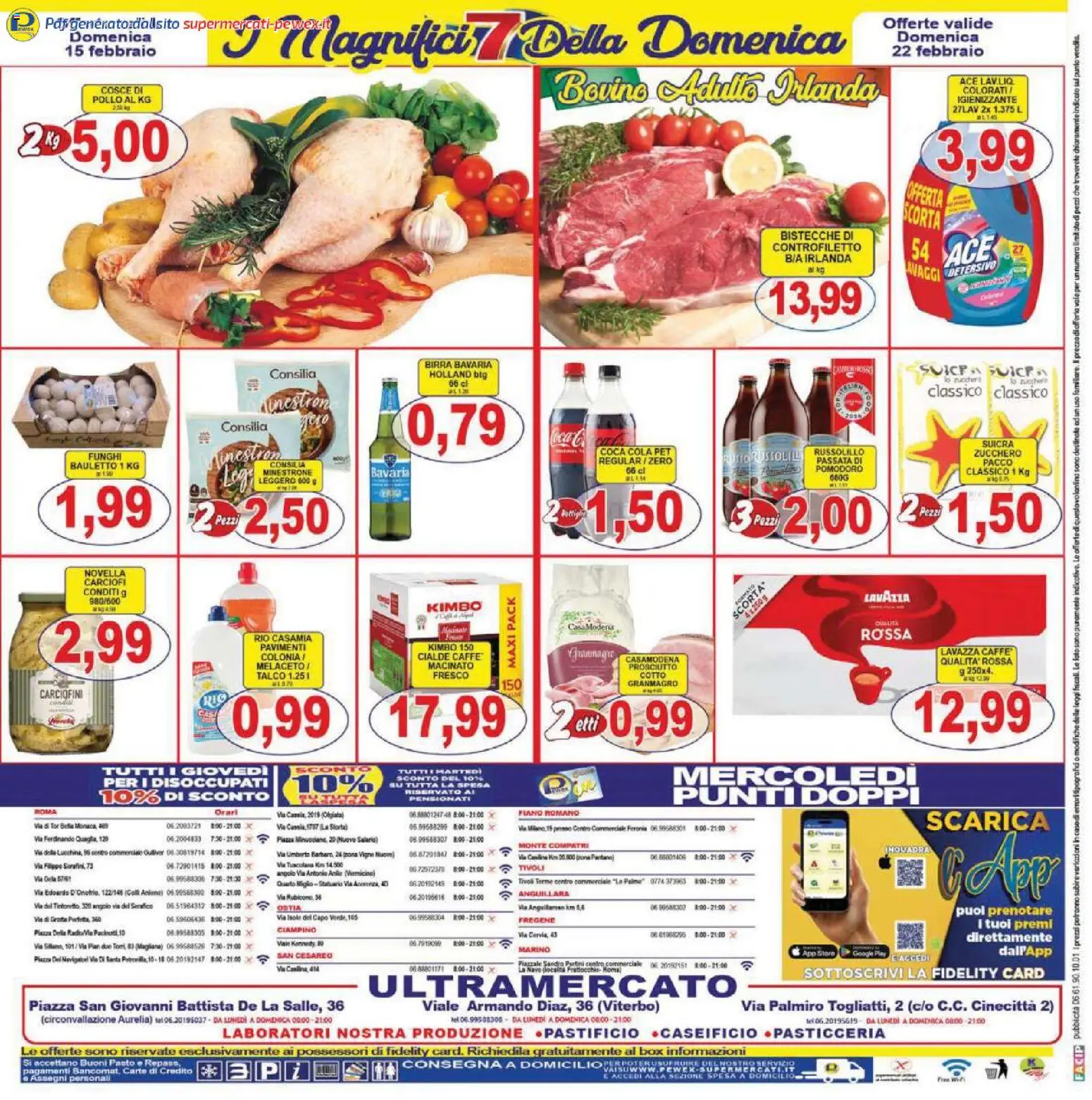 Volantino Pewex del 13.02.2026 | Pagina: 24 | Prodotti: Birra, Pomodoro, Prosciutto, Carciofi