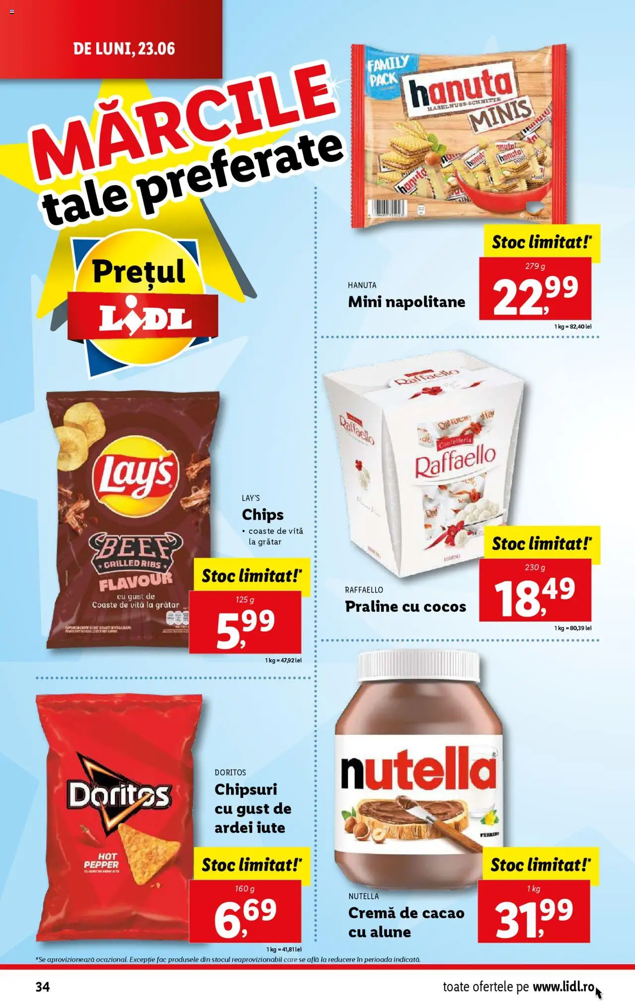 Catalog Lidl – valabil de la 23.06.2025 | Pagină: 34 | Produse: Ardei, Praline, Cremă, Soda