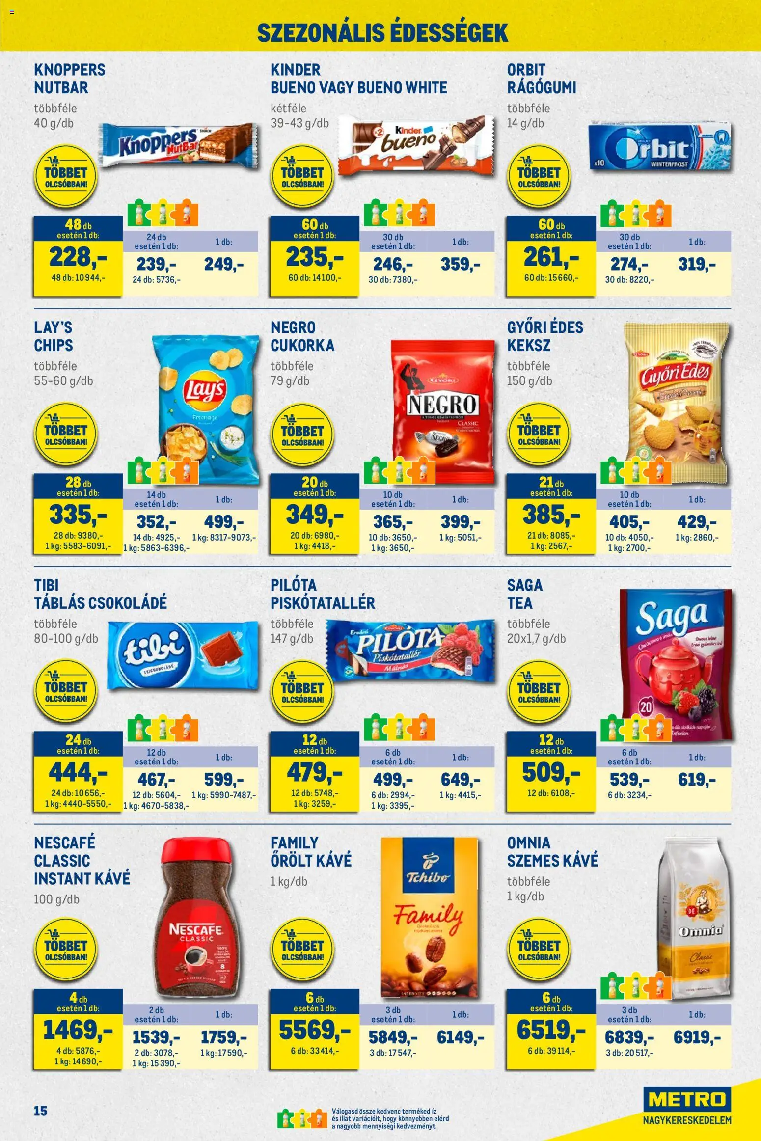 Metro akciós ujság - amely érvényes a következő dátumtól: 01.12.2025 | Oldal: 15 | Termékek: Nescafé, Chips, Csokoládé, Cukorka