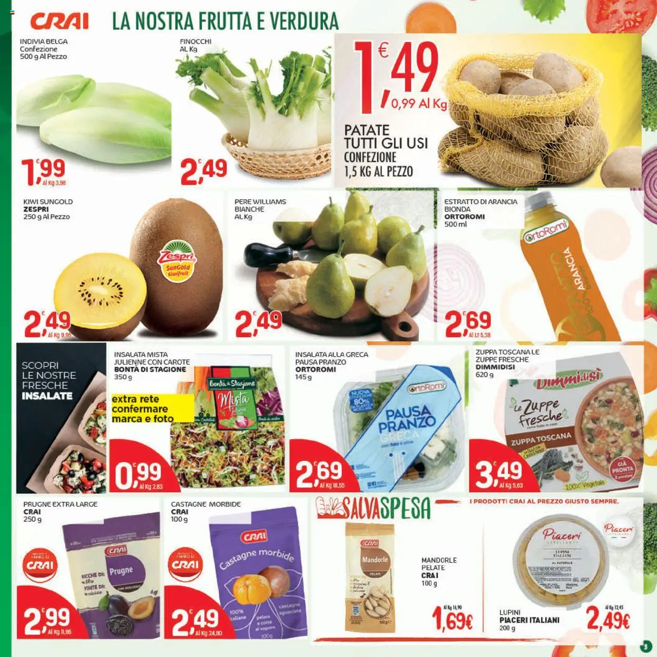 Volantino CRAI del 02.10.2025 | Pagina: 3 | Prodotti: Lupini, Carote, Mandorle, Arancia