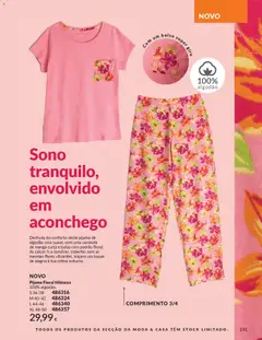 Pré-visualização Pijama Floral Hibiscus, 100% algodão. válido de 01.02.2026 | Página: 151 | Produtos: Flores, Algodão, Calças, Camisola