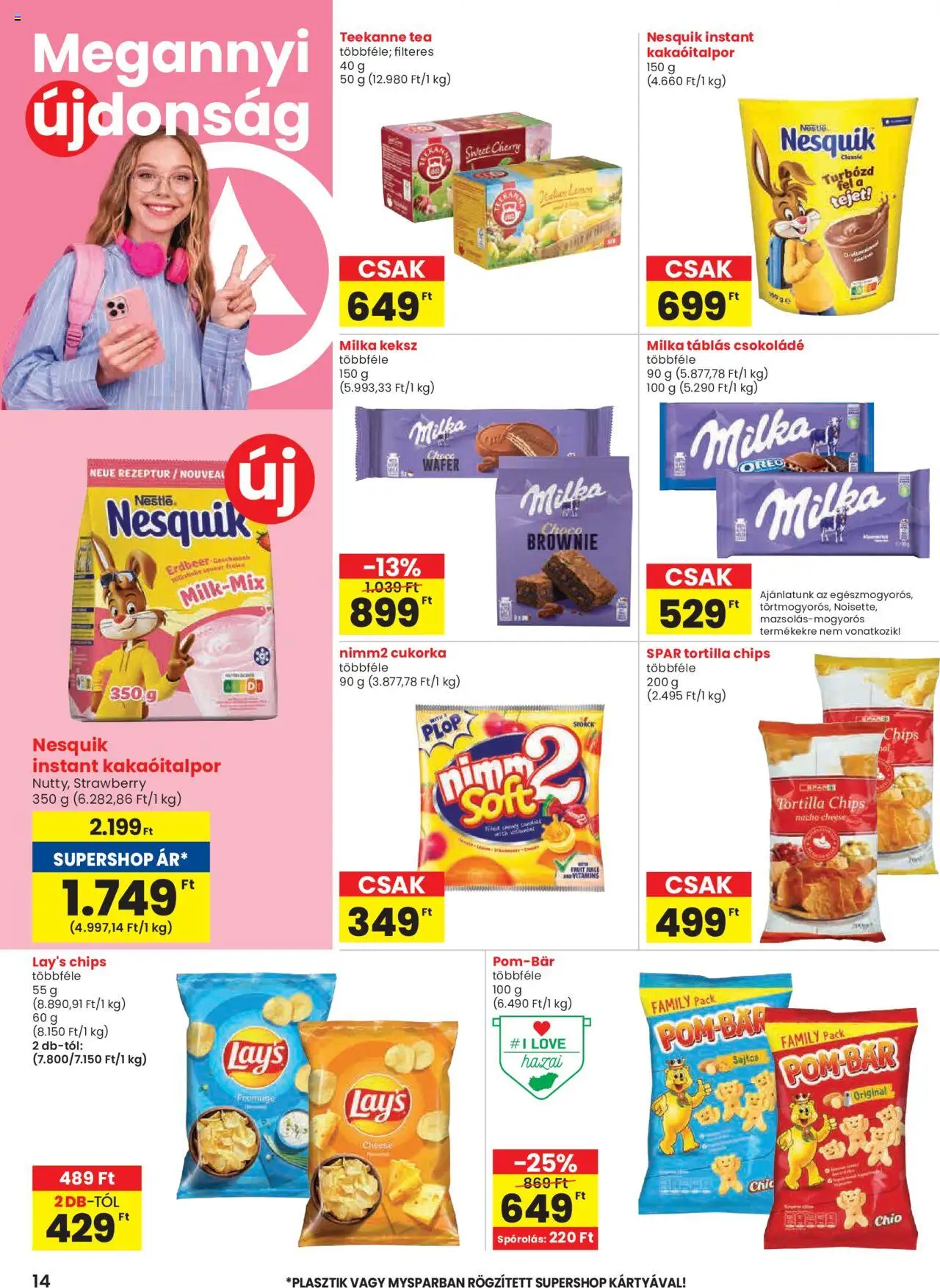 Spar akciós ujság - amely érvényes a következő dátumtól: 19.06.2025 | Oldal: 14 | Termékek: Tortilla, Csokoládé, Tea, Brownie