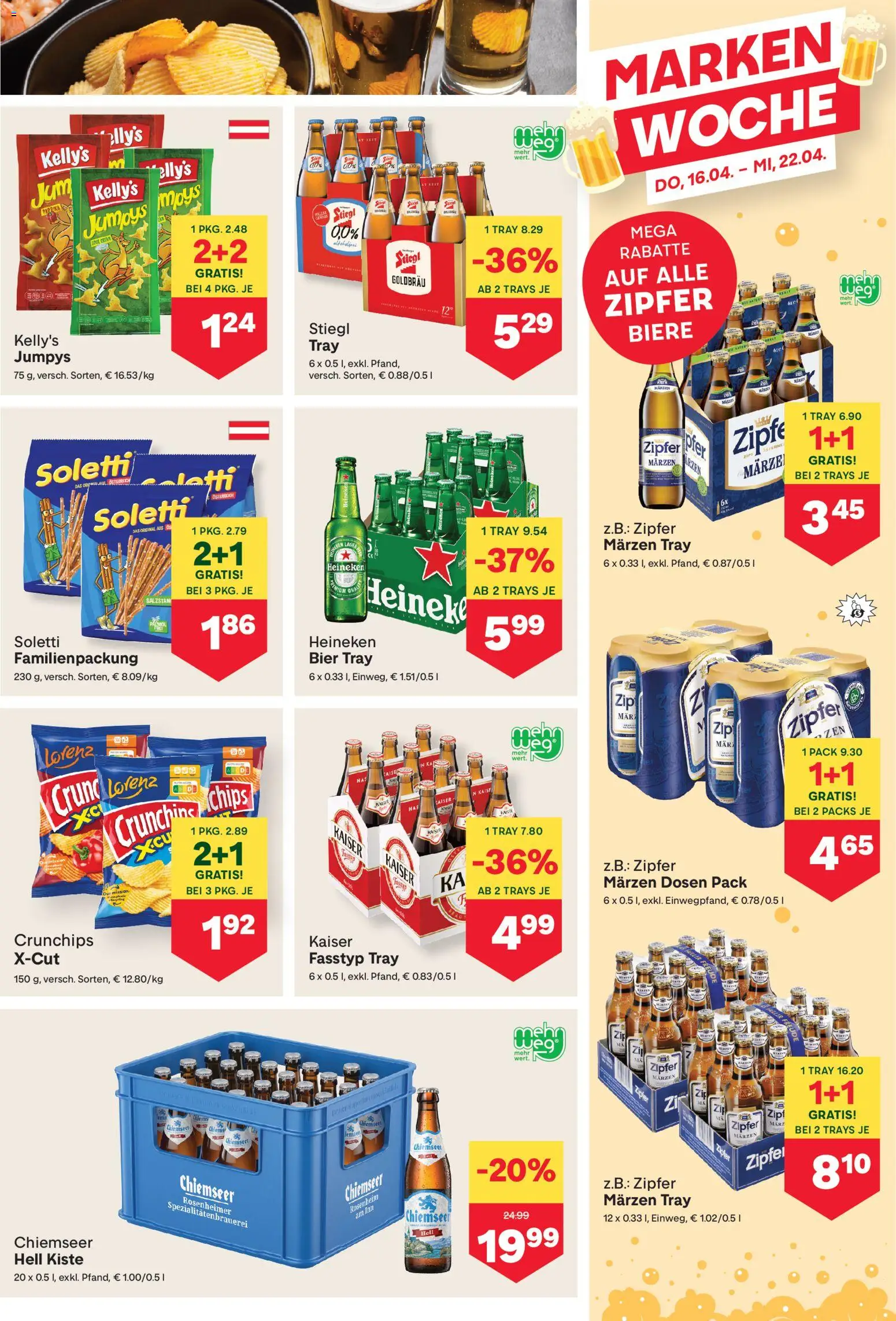MPREIS Flugblatt gültig ab 16.04.2026 | Seite: 9 | Produkte: Chips, Bier
