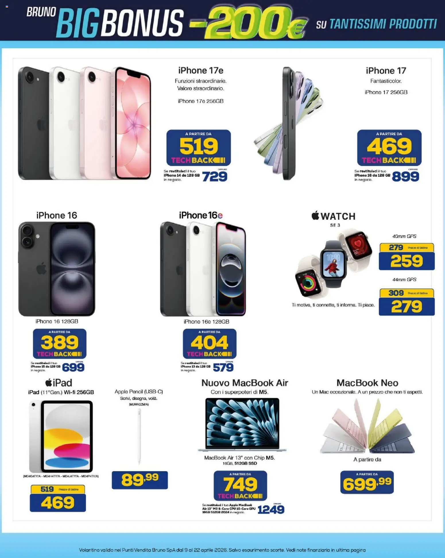 Volantino BRUNO del 09.04.2026 | Pagina: 13 | Prodotti: Macbook air, Iphone, Ipad, Macbook