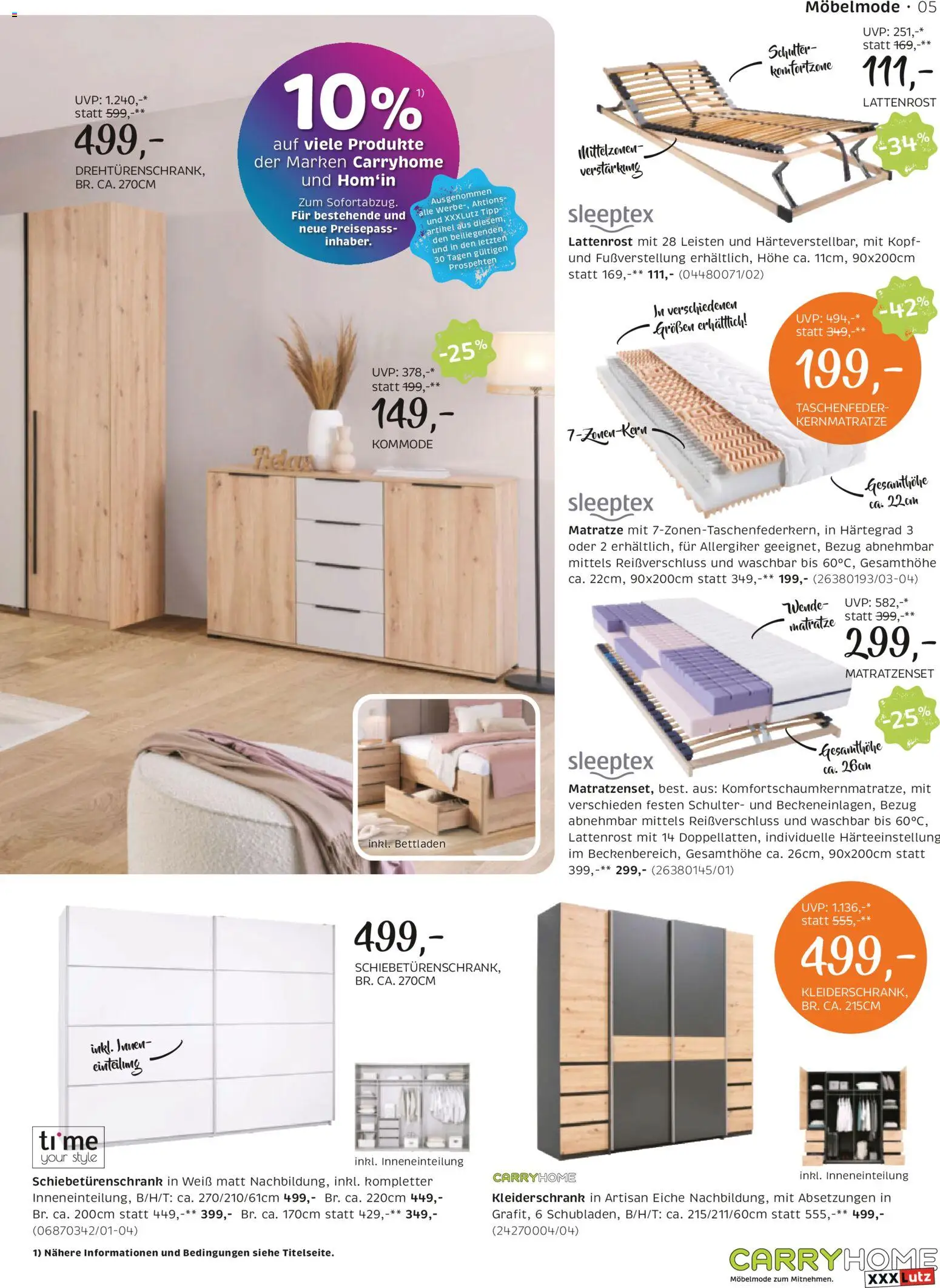 XXXLutz Prospekt aktuell gültig ab 07.04.2026 | Seite: 5 | Produkte: Matratze, Kleiderschrank, Kommode, Lattenrost