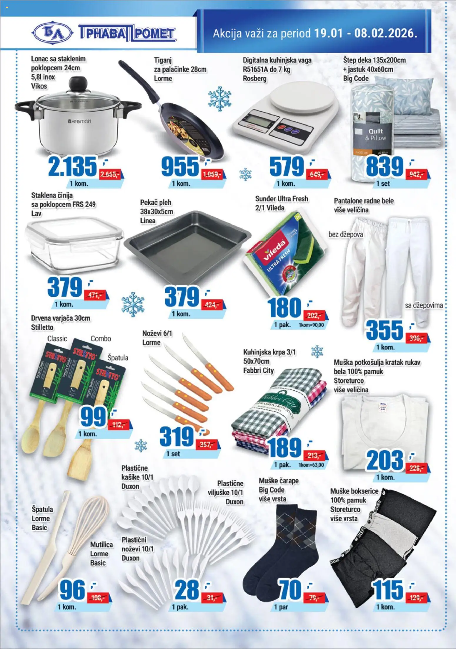 Trnava Promet katalog - važi od 19.01.2026 | Strana: 16 | Proizvode: Jastuk, Pantalone, Vaga, Kuhinjska vaga