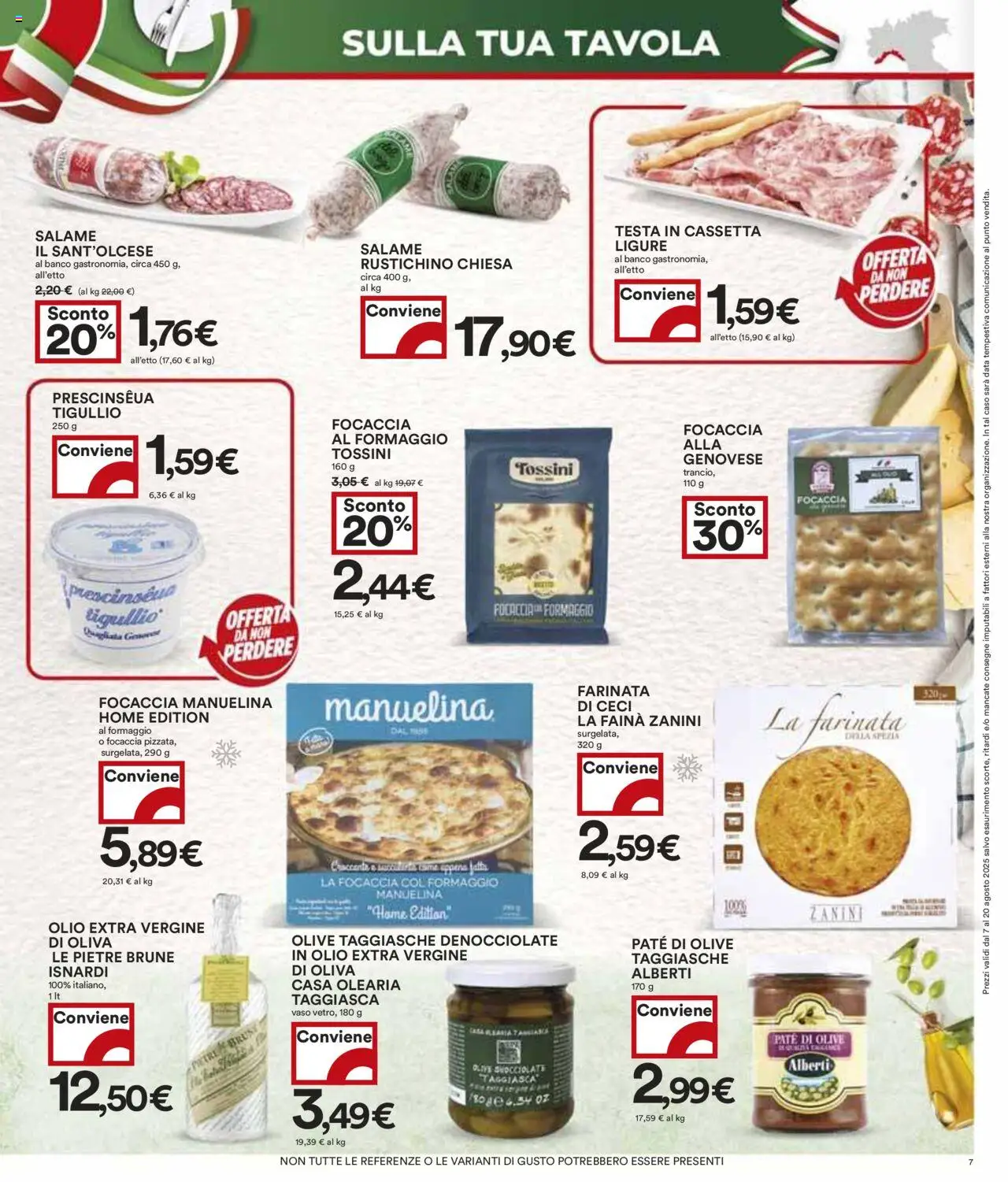 Volantino COOP del 07.08.2025 | Pagina: 7 | Prodotti: Ceci, Formaggio, Olive, Olio extra vergine