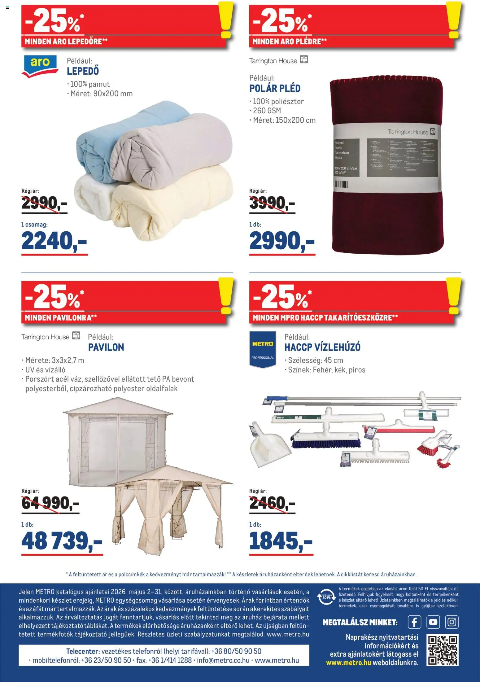 Metro akciós ujság - amely érvényes a következő dátumtól: 02.05.2026 | Oldal: 41 | Termékek: Pavilon, Lepedő, Pléd