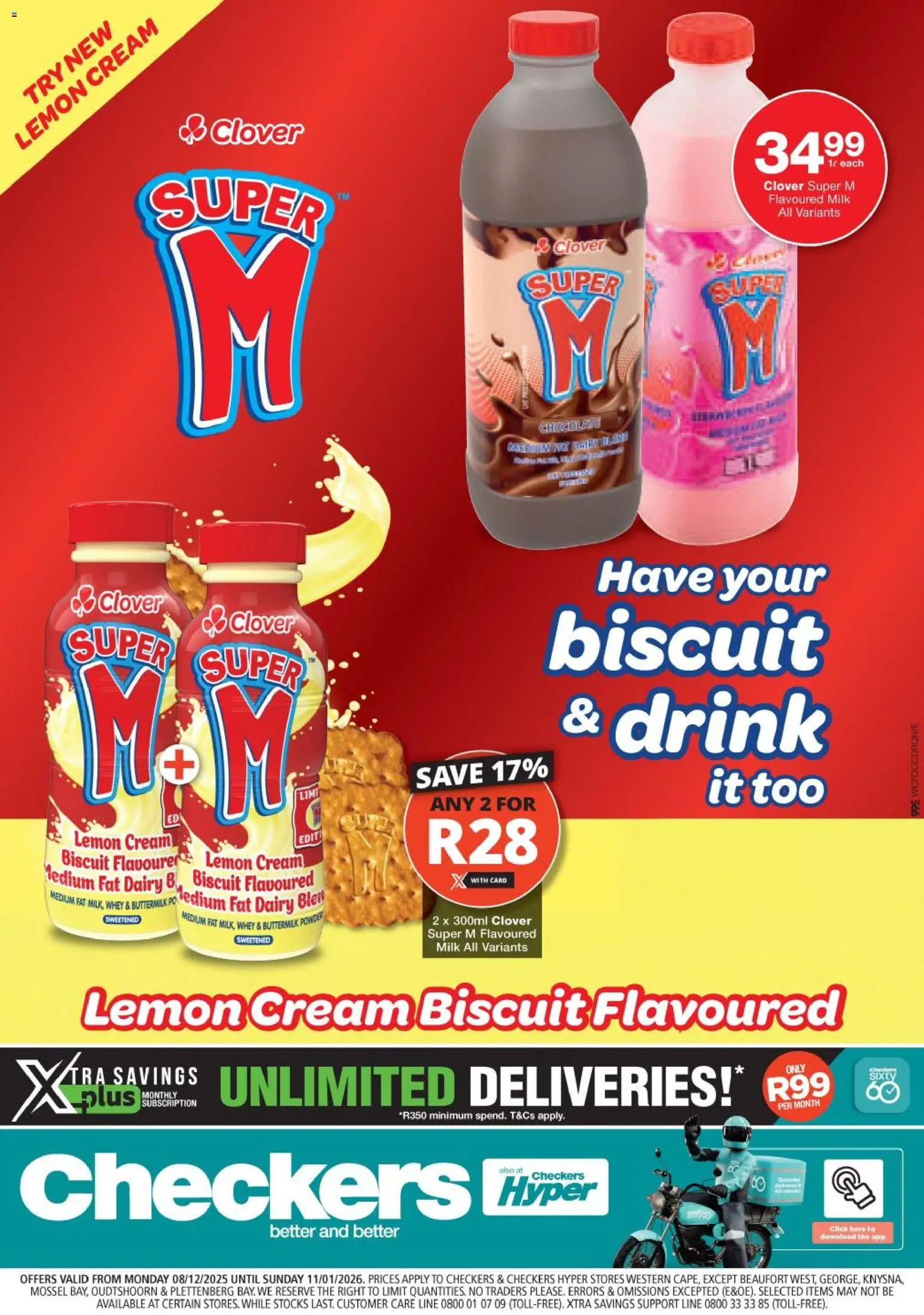 New Checkers catalogue – valid from 08.12.2025 | Page: 1 | Products: Milk, Powder, Cream, Lemon