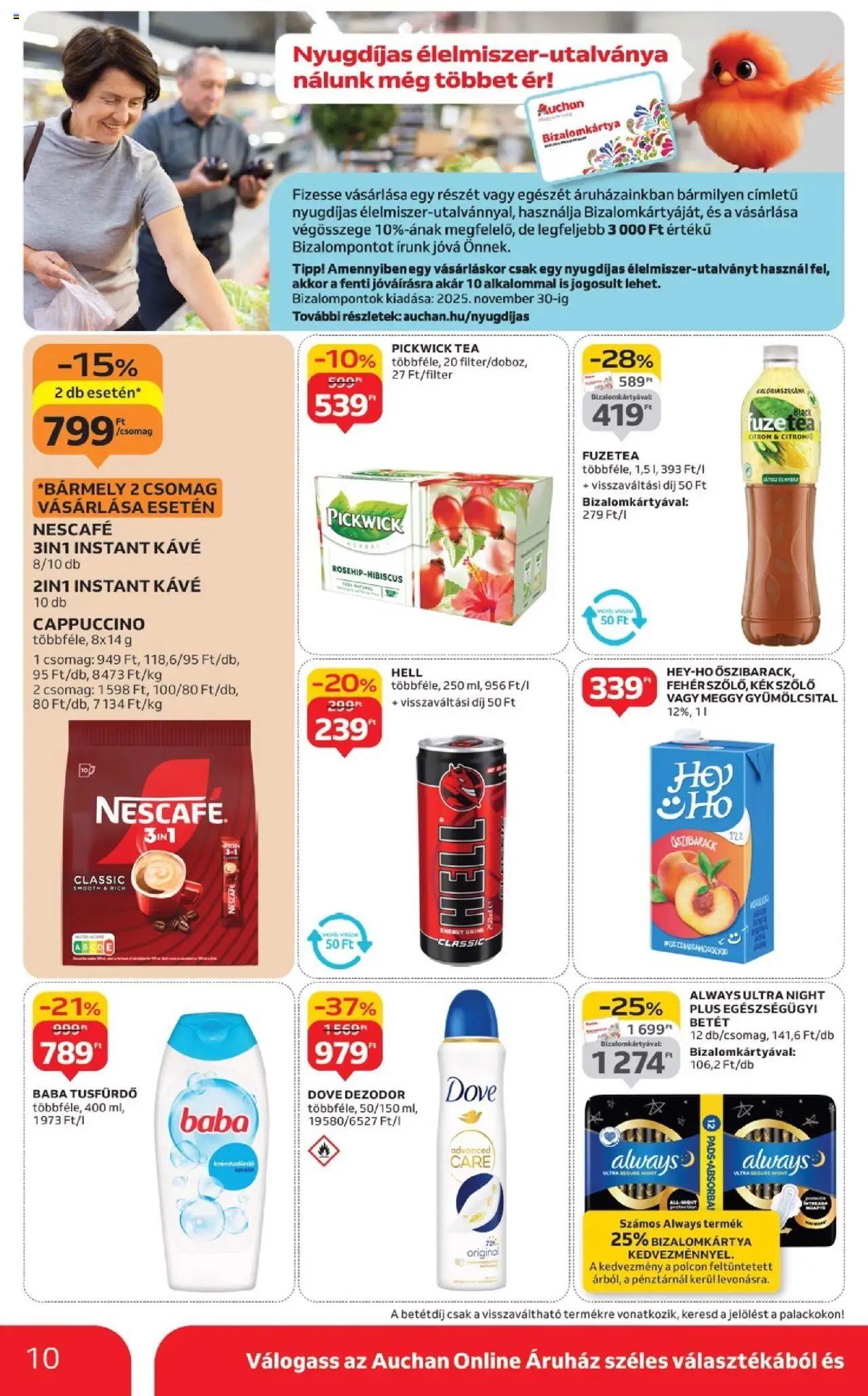 Auchan akciós ujság - amely érvényes a következő dátumtól: 18.09.2025 | Oldal: 10 | Termékek: Őszibarack, Cappuccino, Meggy, Dezodor