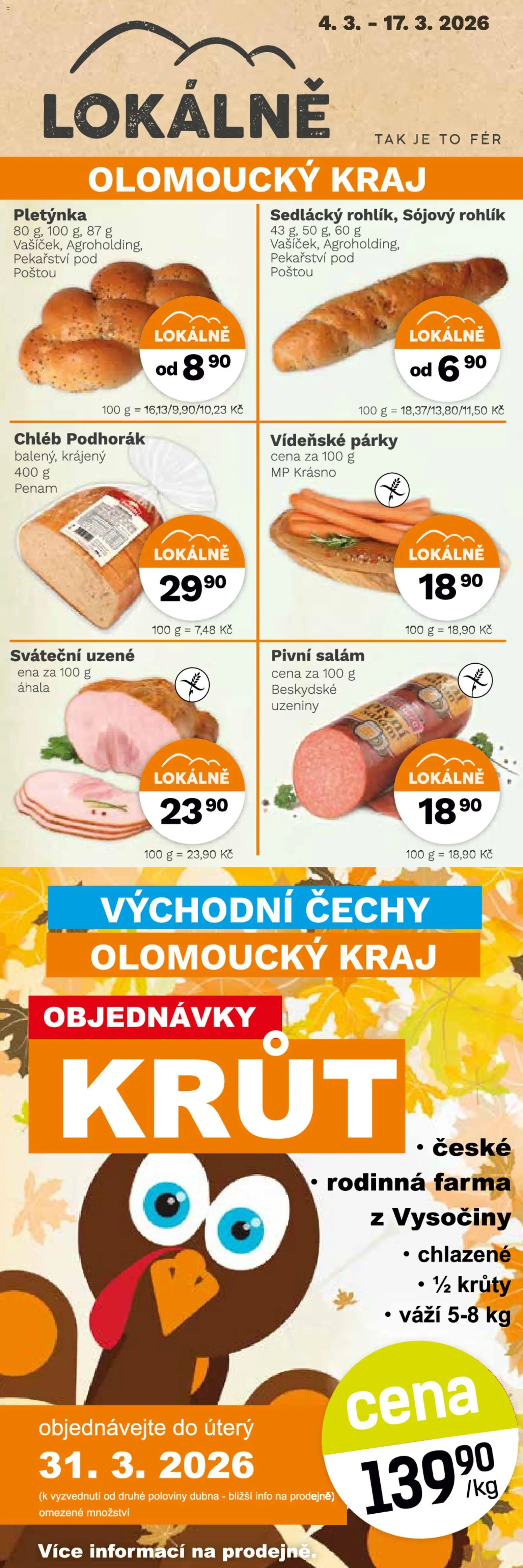 Konzum leták od 04.03.2026 | Strana: 3 | Produkty: Salám, Vídeňské párky, Párky, Uzeniny