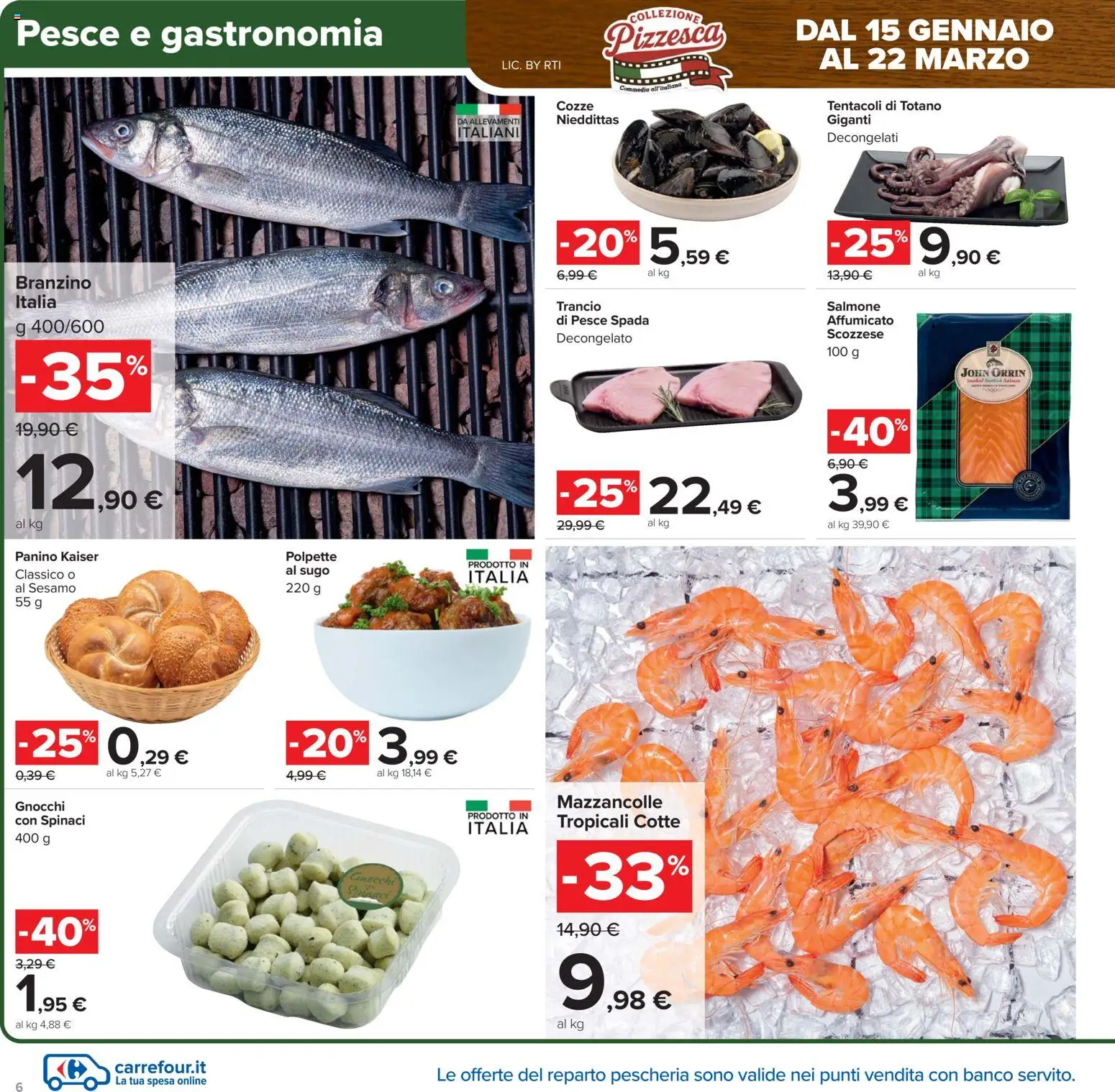 Volantino Carrefour del 17.02.2026 | Pagina: 6 | Prodotti: Mazzancolle, Gnocchi, Sugo, Polpette