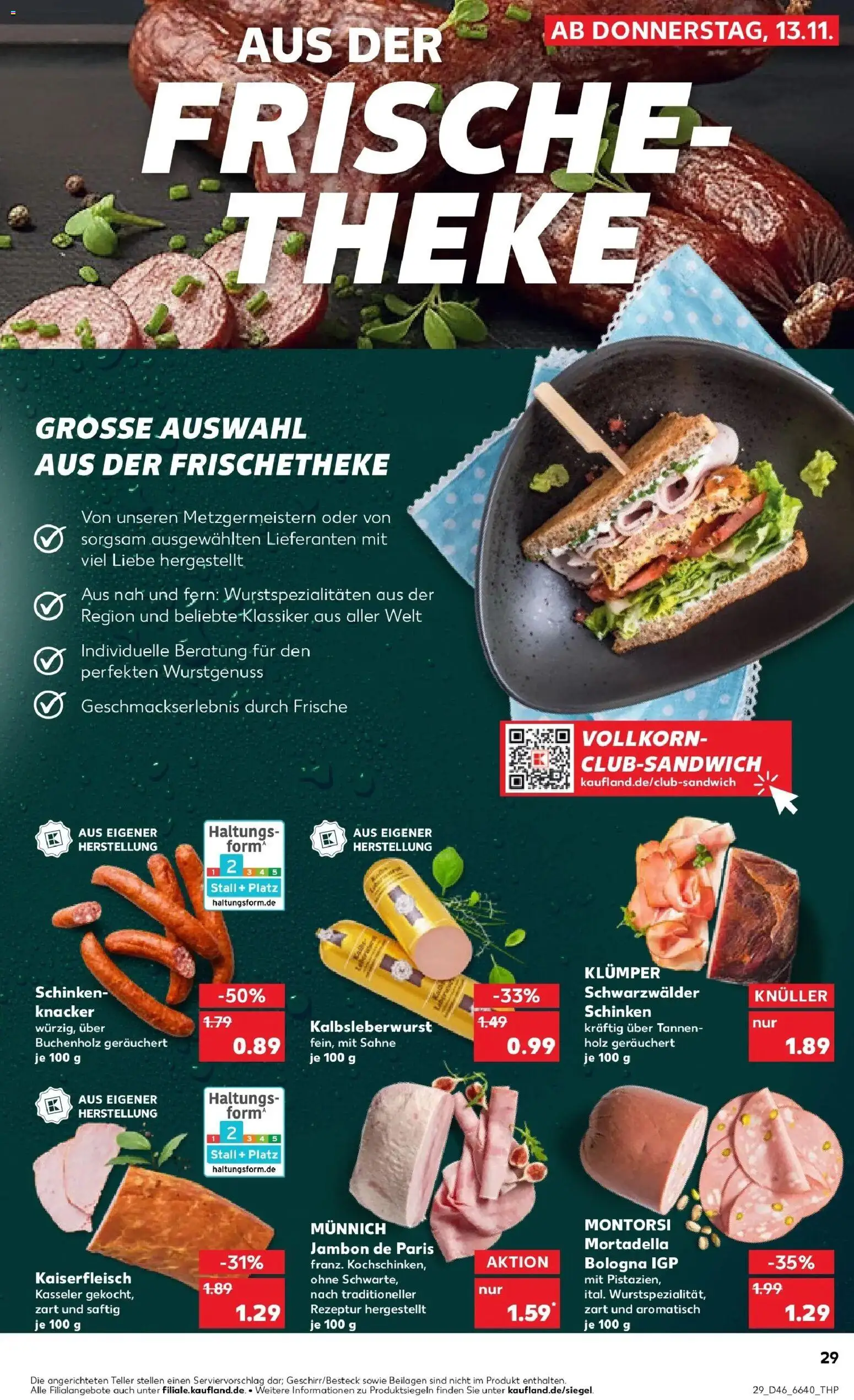 Kaufland prospekt Neu-Ulm	 – gültig ab 13.11.2025 | Seite: 29 | Produkte: Theke, Schinken, Sahne