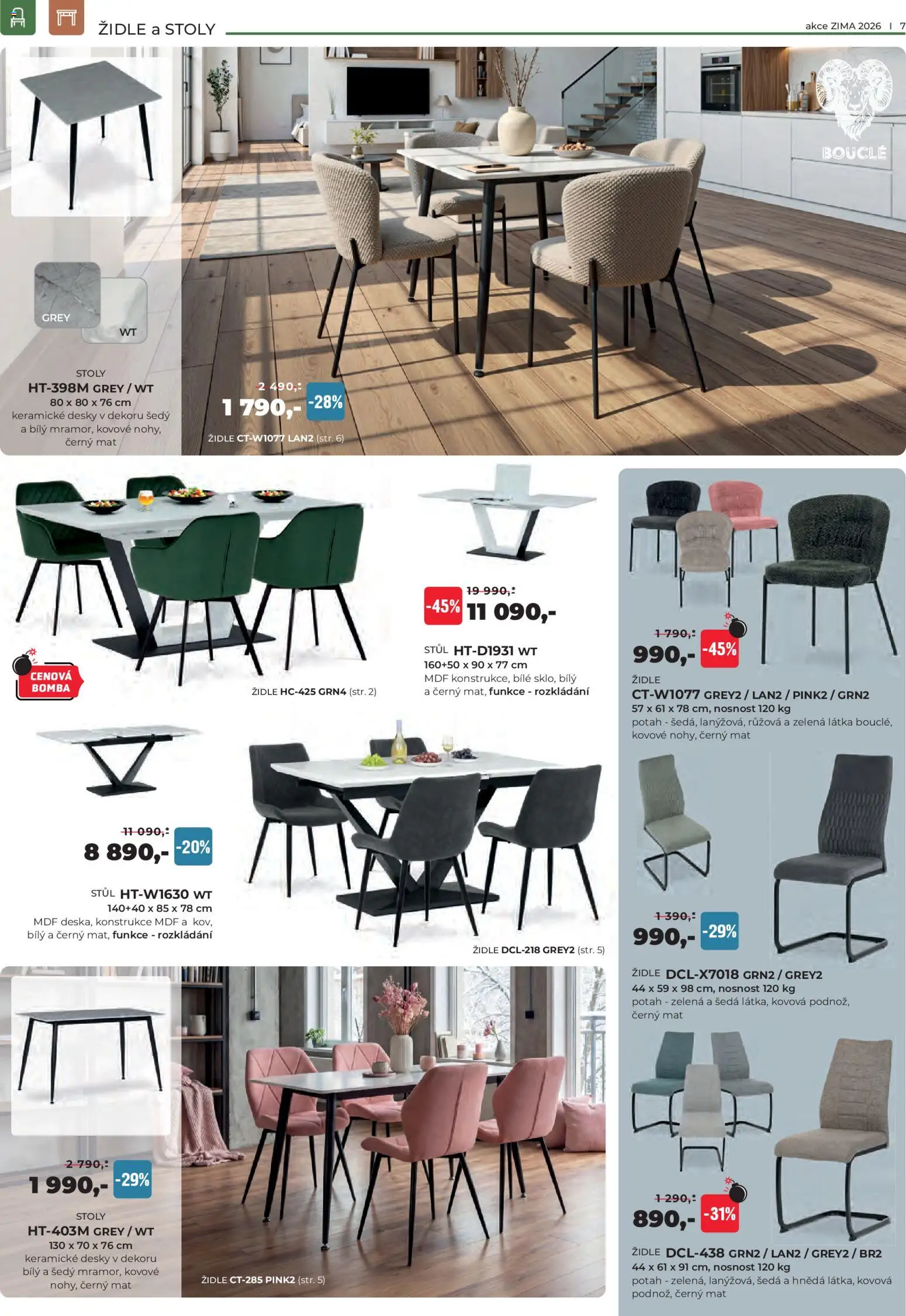Jamall nábytek leták od 15.01.2026 | Strana: 7 | Produkty: Stůl, Židle, Desky