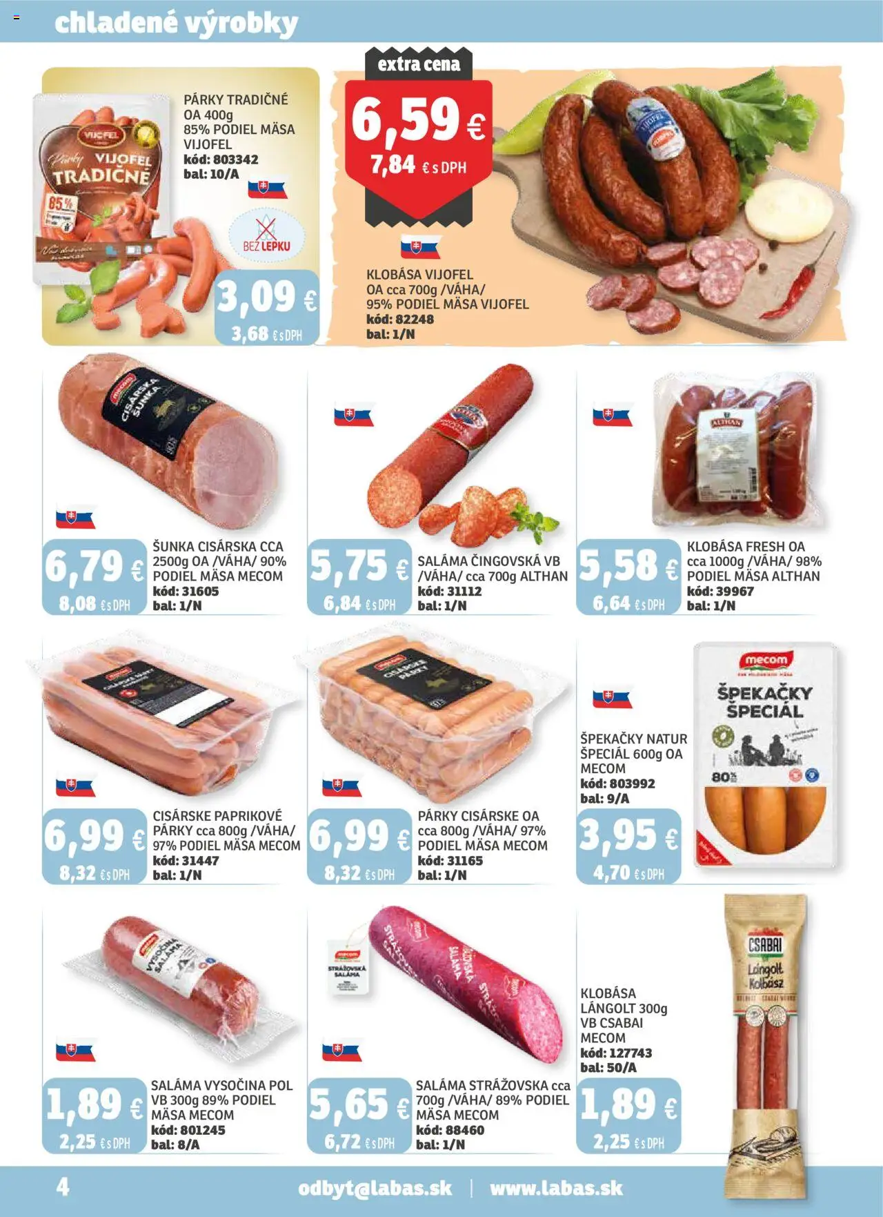 Labaš magazín │ platný od 25.07.2025 | Strana: 4 | Produkty: Saláma, Šunka, Šál, Párky