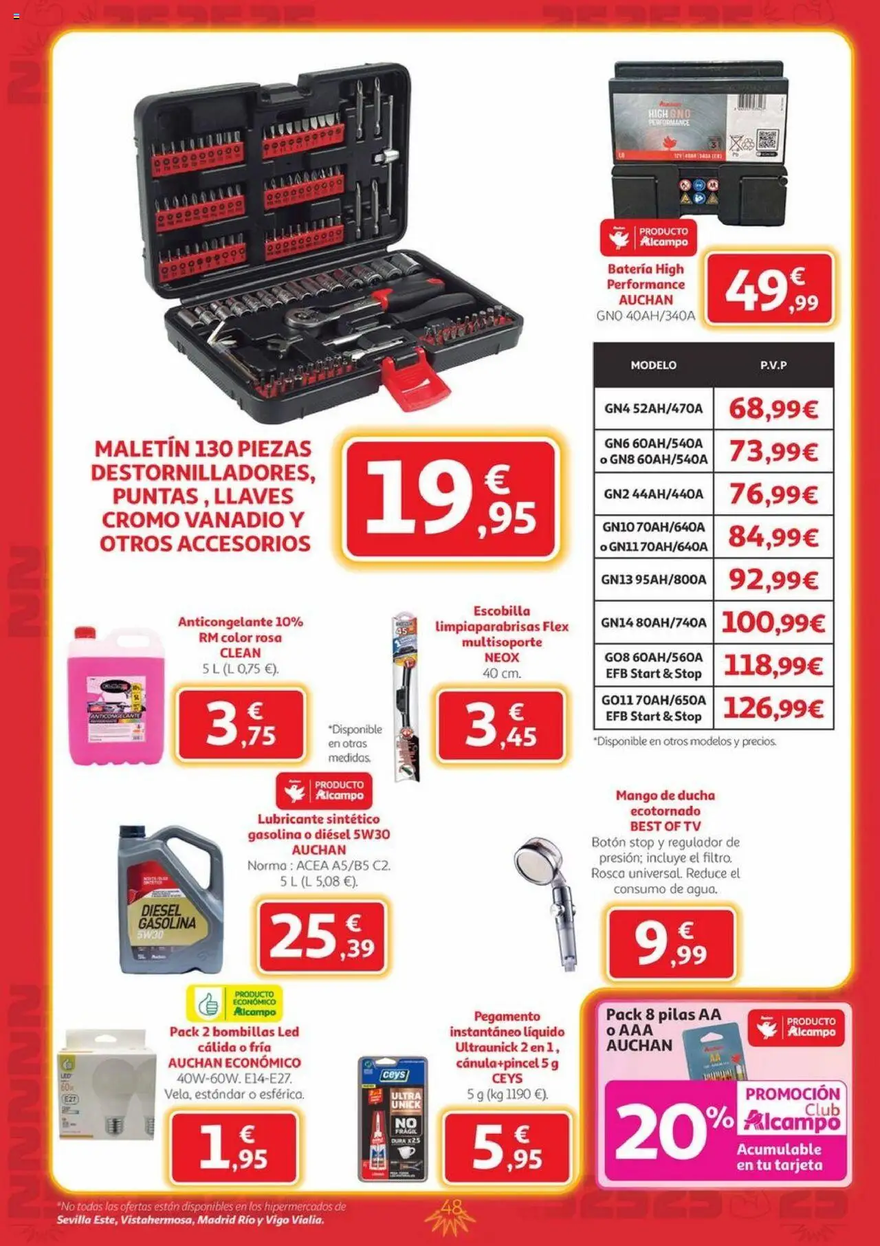 Alcampo - Canarias │ válido desde el 09.10.2025 | Página: 48 | Productos: Noodles αυγού, Κοσμήματα, Batería, Ducha