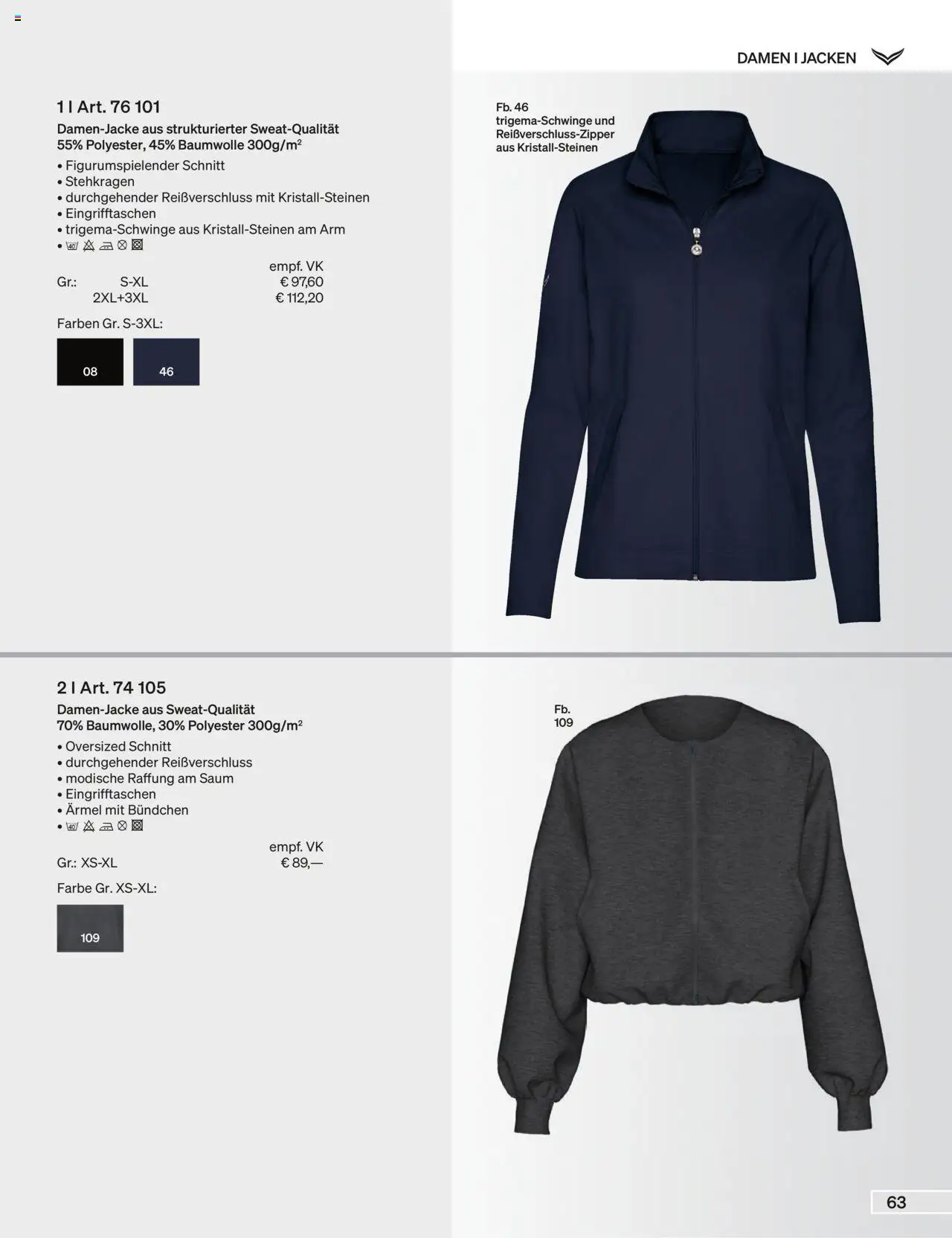 Trigema Prospekt 	 – gültig ab 01.09.2025 | Seite: 63 | Produkte: Jacke