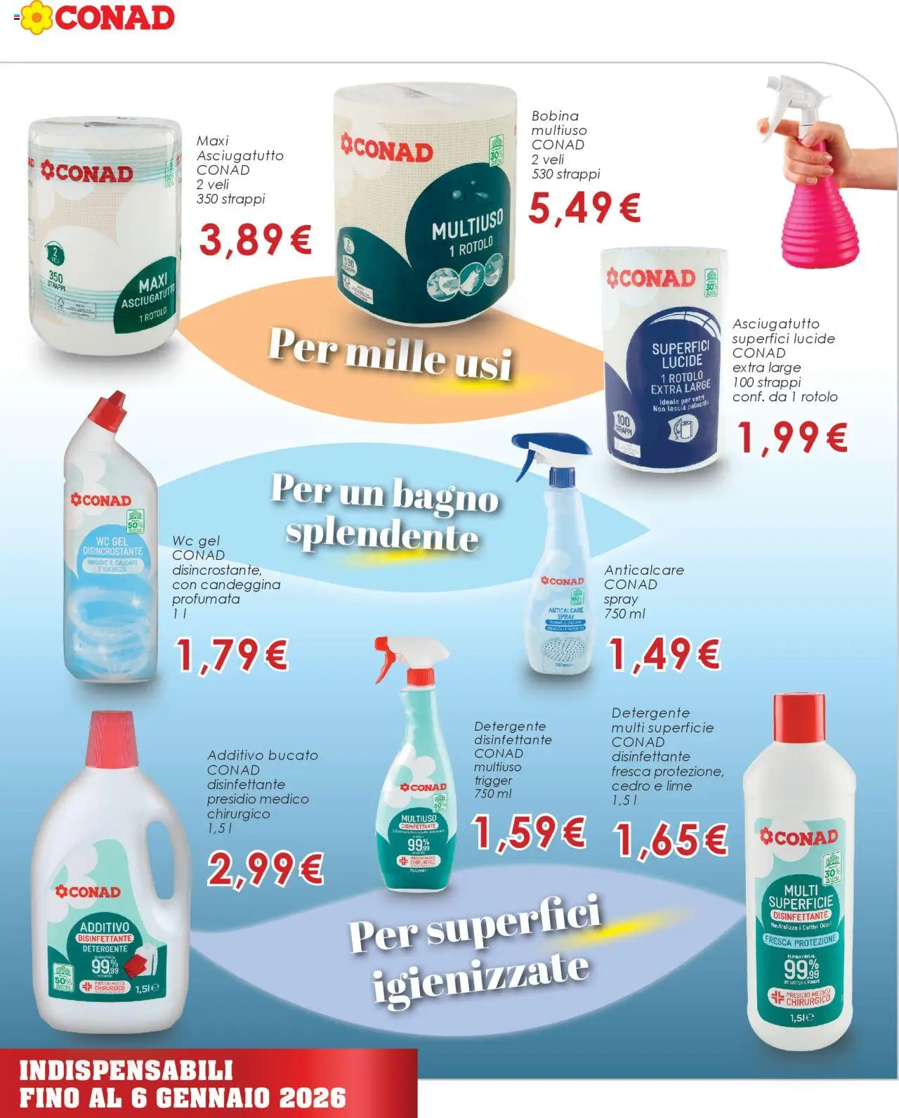 Volantino Conad del 01.10.2025 | Pagina: 5 | Prodotti: Detergente, Anticalcare, Lime, WC
