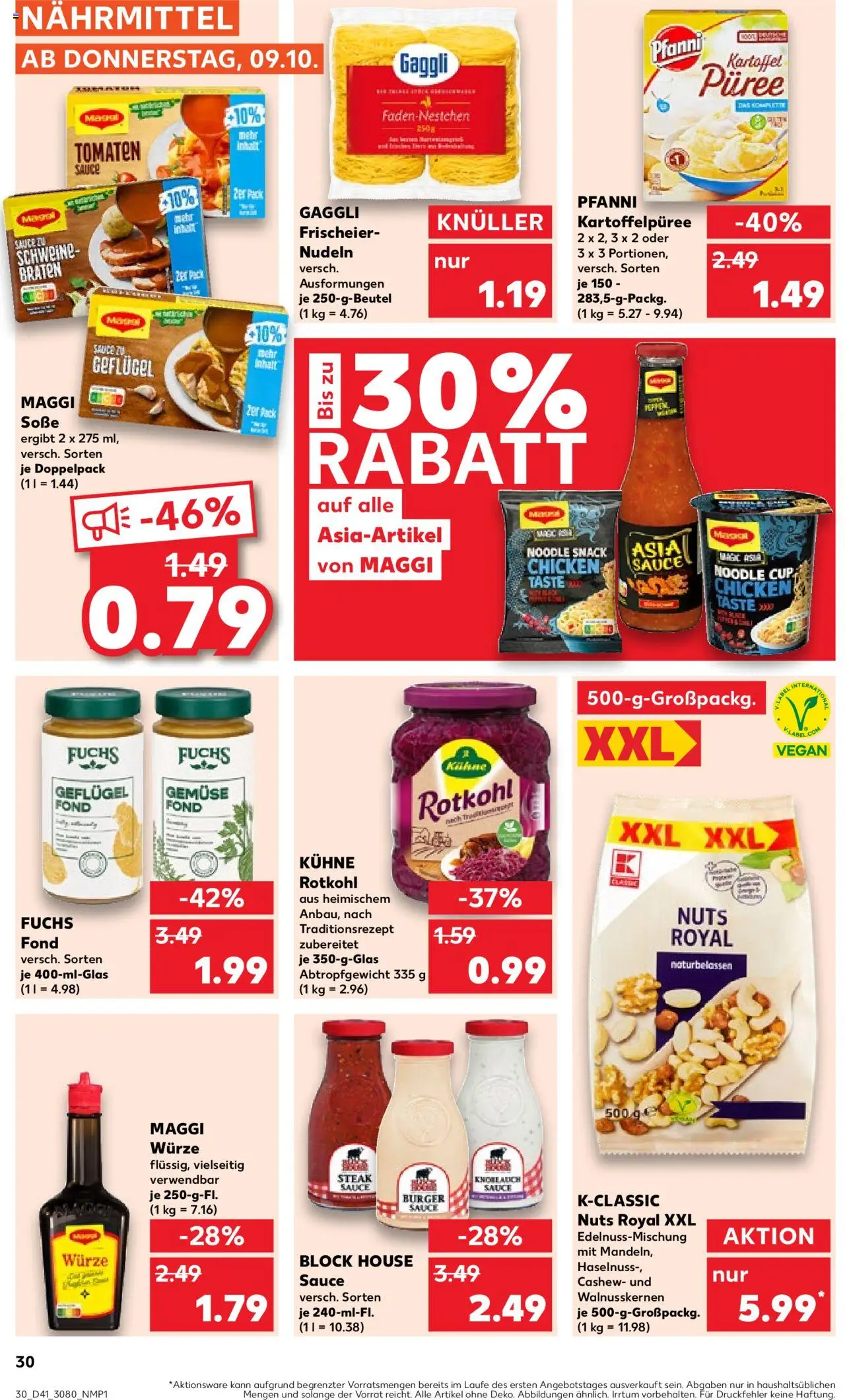 Kaufland prospekt Stuttgart	 – gültig ab 09.10.2025 | Seite: 30 | Produkte: Burger, Knoblauch, Nudeln, Steak