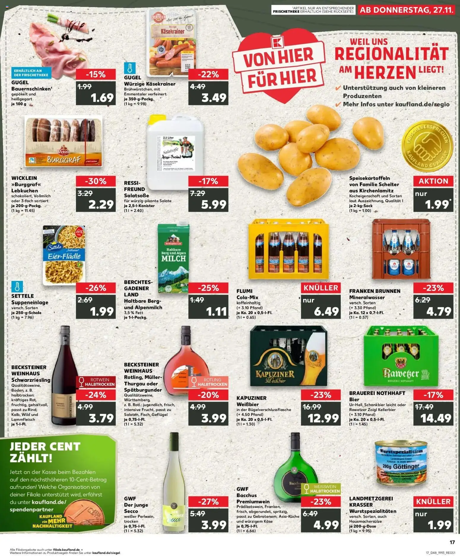 Kaufland prospekt Marktredwitz	 – gültig ab 30.11.2025 | Seite: 17 | Produkte: Milch, Käse, Weißbier, Dressing