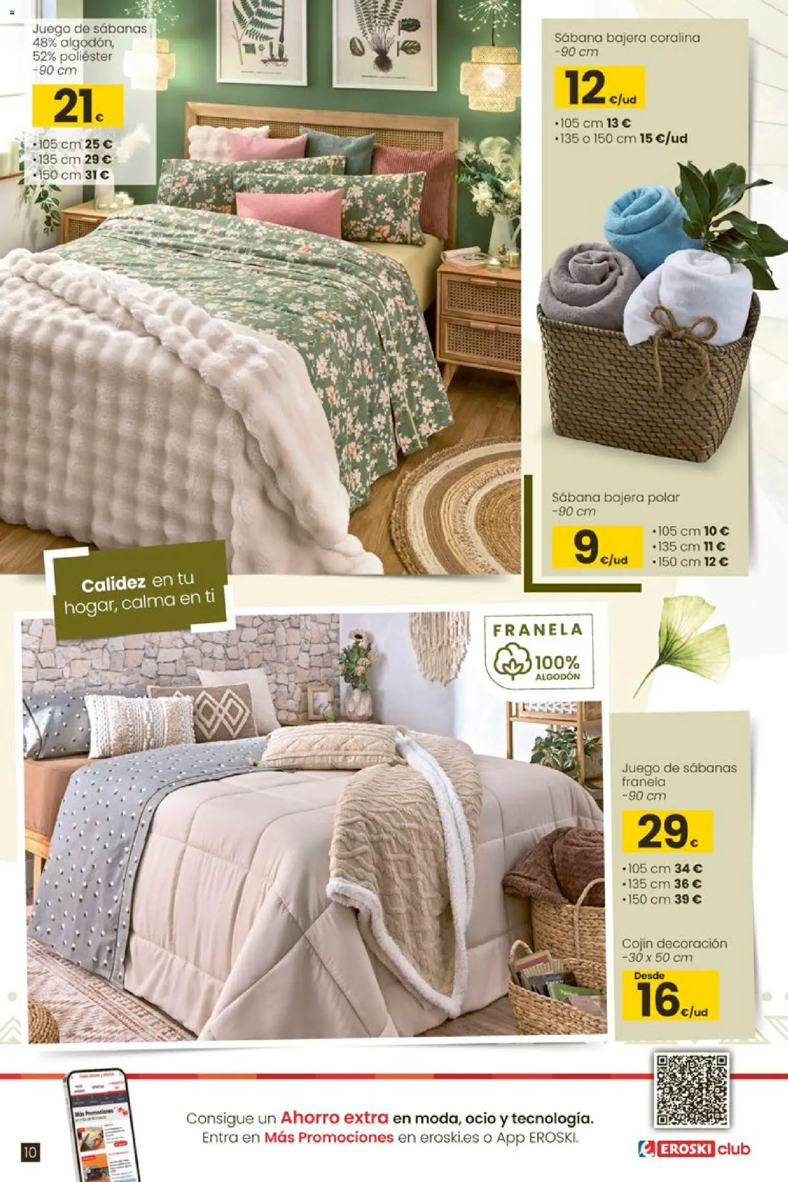 Eroski -  Qué agusto │ válido desde el 07.01.2026 | Página: 10 | Productos: Juego de sábanas, Cojín