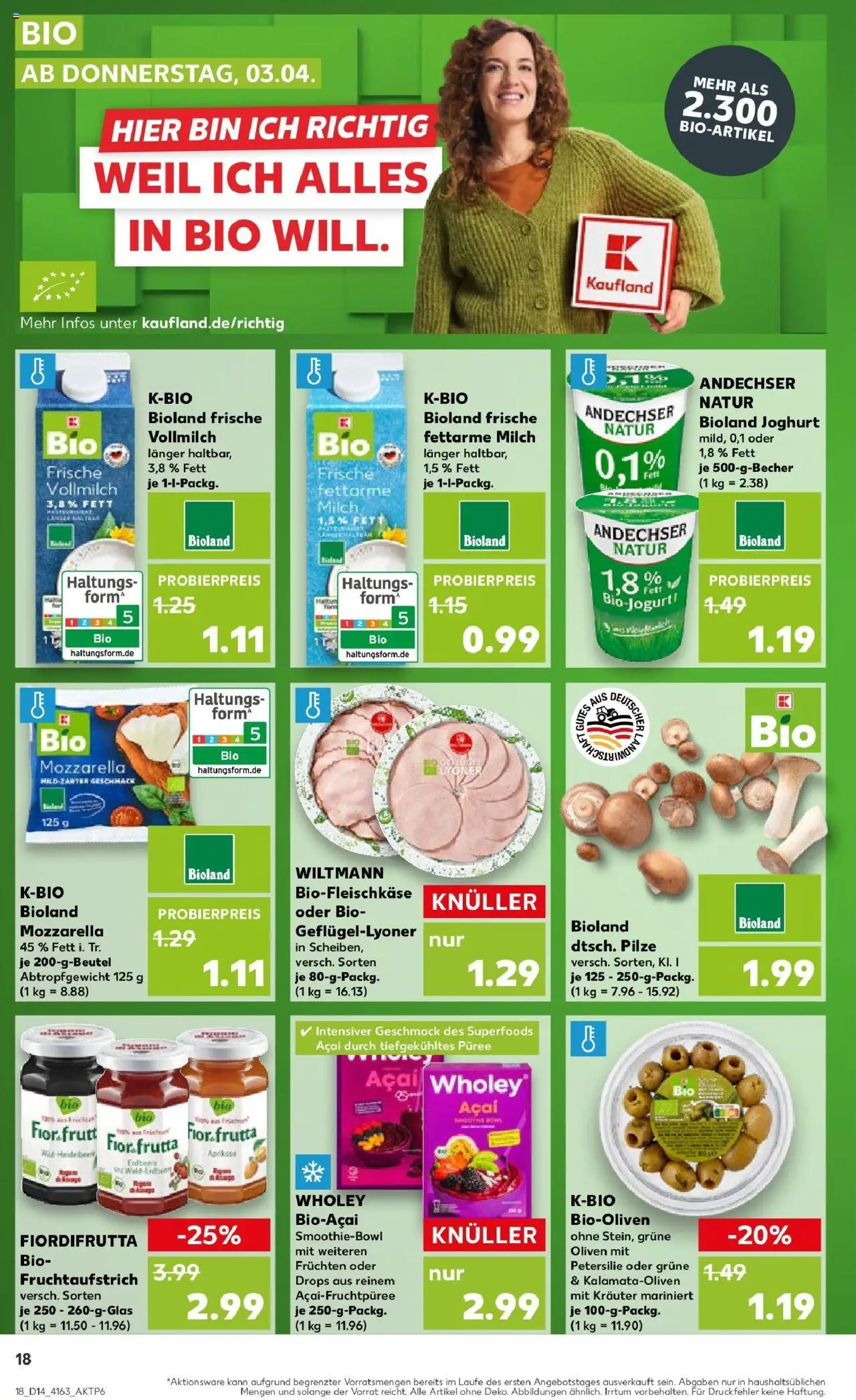 Kaufland - Dreieich-Sprendlingen, Robert-Bosch-Straße 15 - gültig ab dem 03.04.2025 | Seite: 18 | Produkte: Milch, Joghurt, Mozzarella, Petersilie