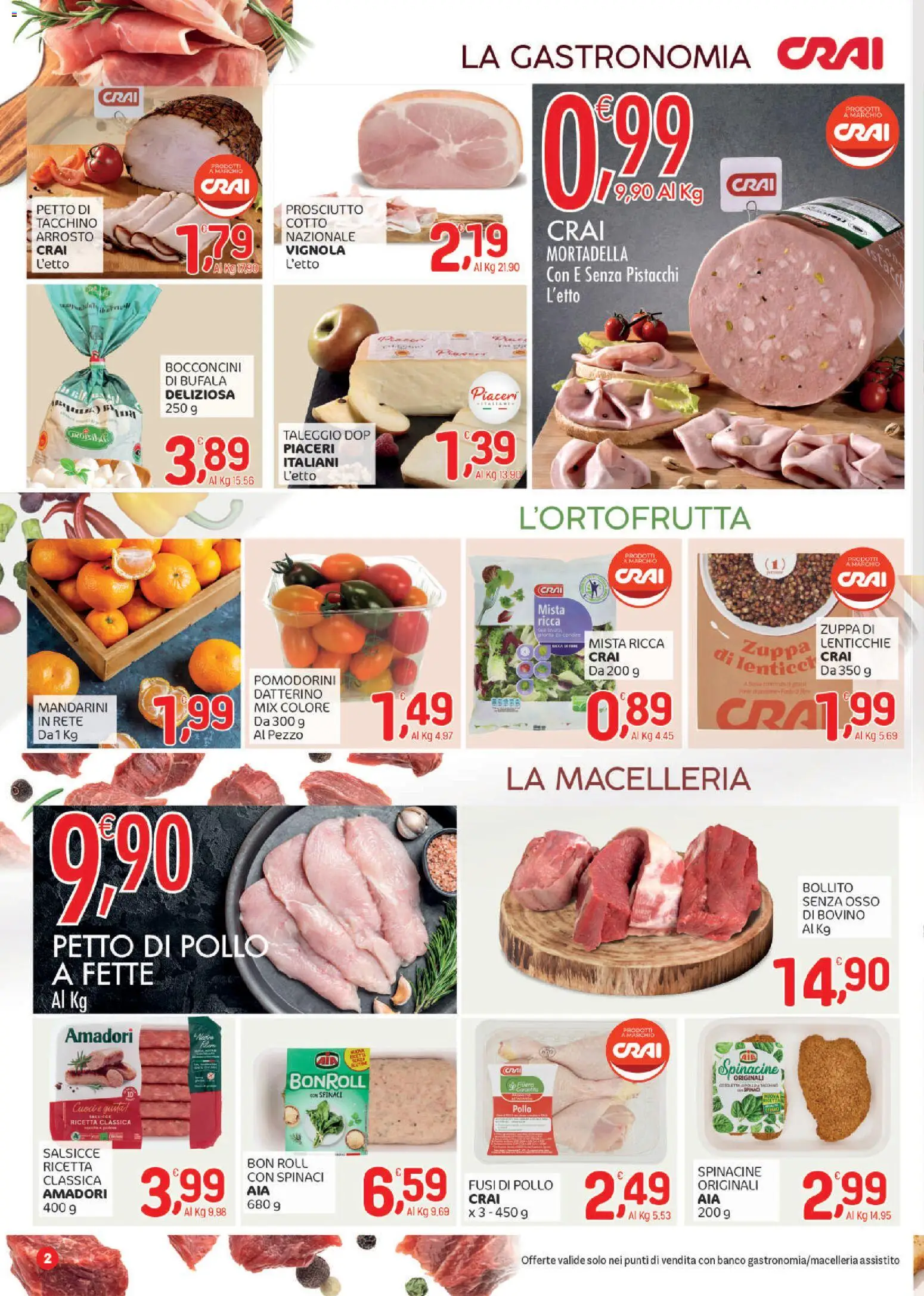 Volantino CRAI del 02.01.2026 | Pagina: 2 | Prodotti: Arrosto, Pollo, Lenticchie, Mortadella