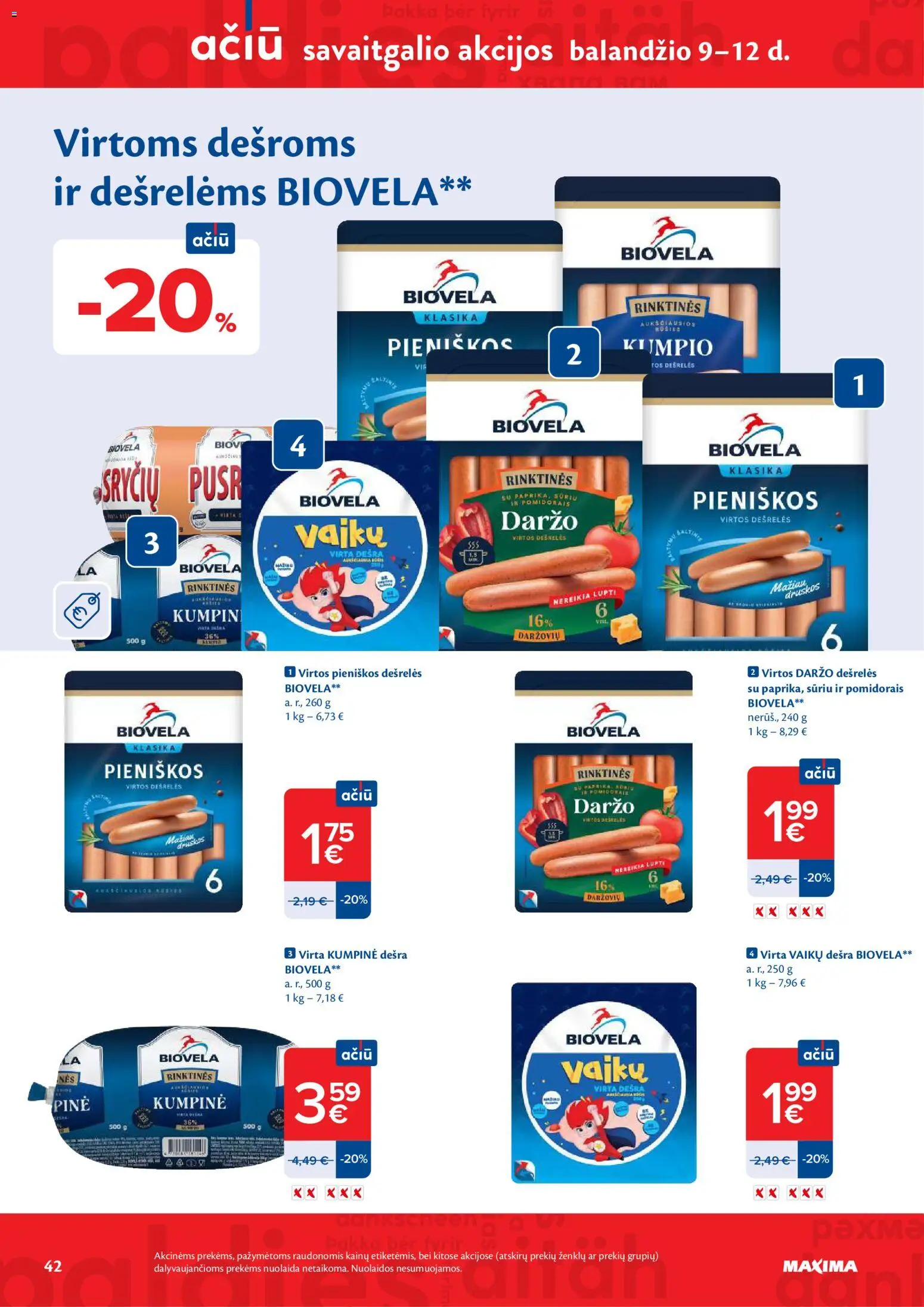 MAXIMA akcijos nuo 07.04.2026 | Puslapis: 42 | Prekių: Dešrelės, Dešra