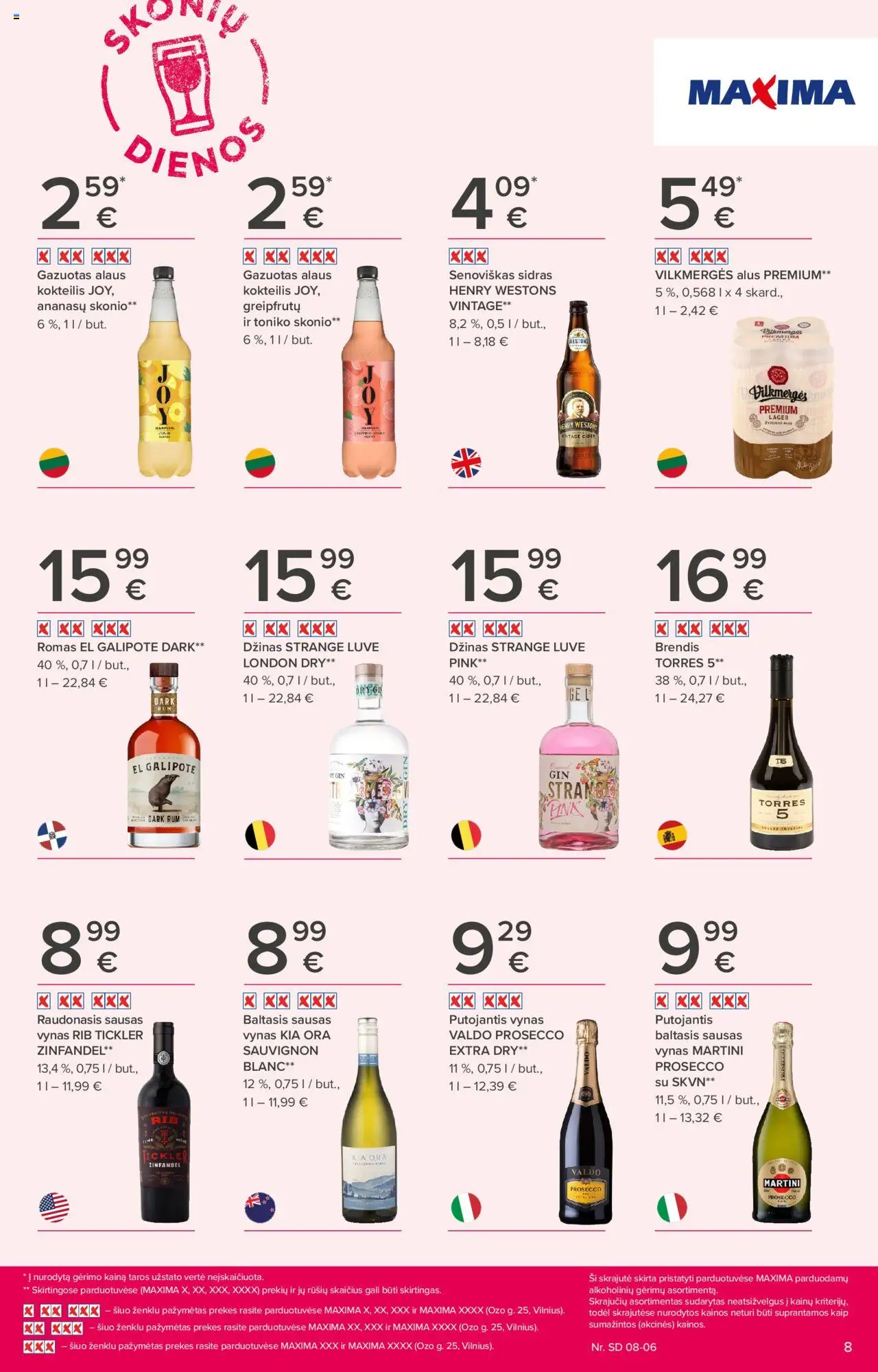 MAXIMA - Leidinys - Skonių dienos│galioja nuo 24.07.2025 | Puslapis: 8 | Prekių: Vynas, Alus, Džinas