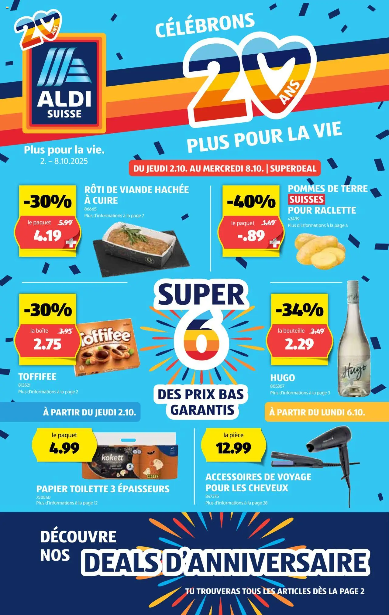 Aldi Aktionen FR – gültig ab 02.10.2025 | Seite: 2 | Produkte: Toilette, Raclette