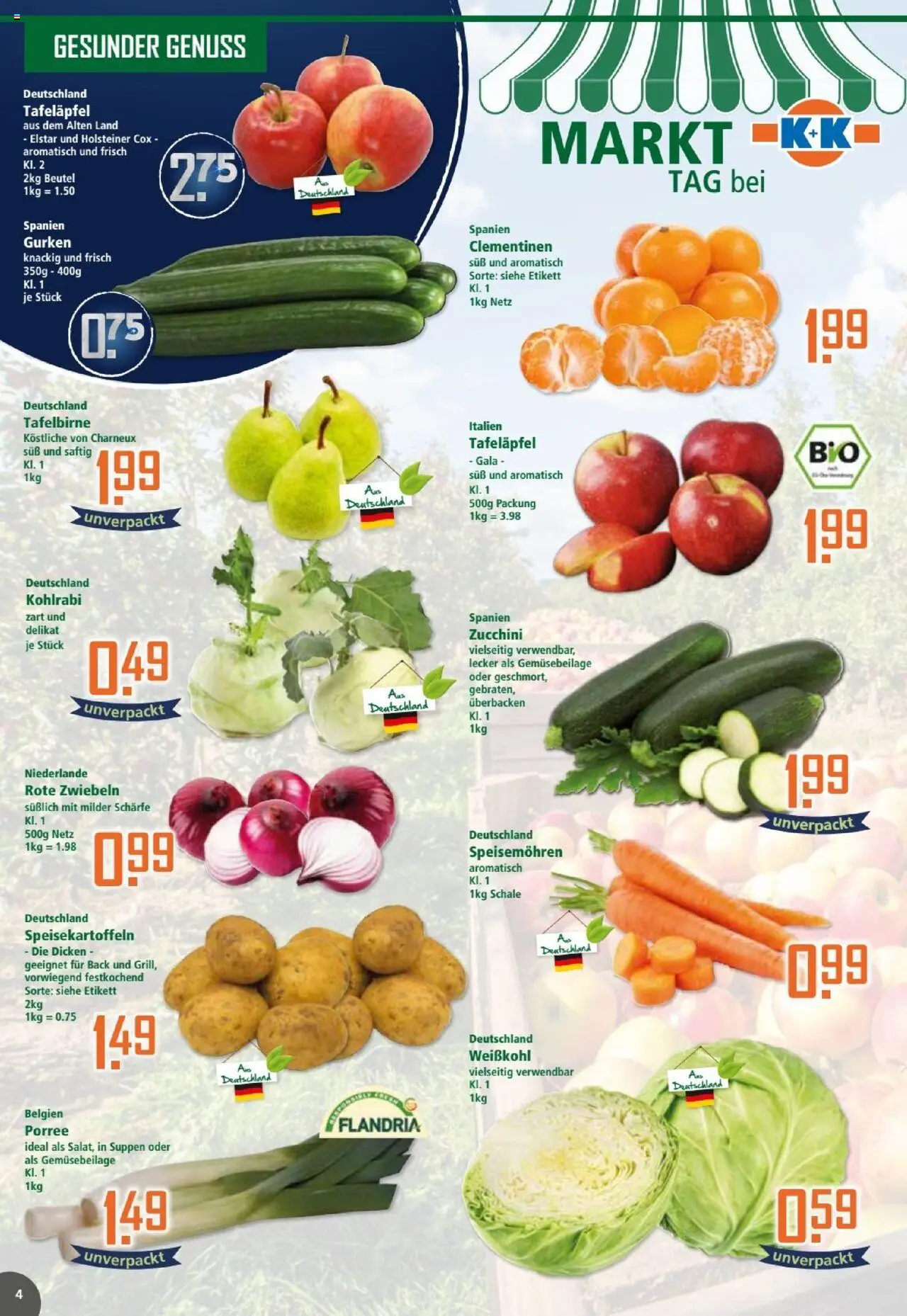 Klaas & Kock Prospekt – gültig ab 20.10.2025 | Seite: 4 | Produkte: Kohlrabi, Zwiebeln, Zucchini, Gurken