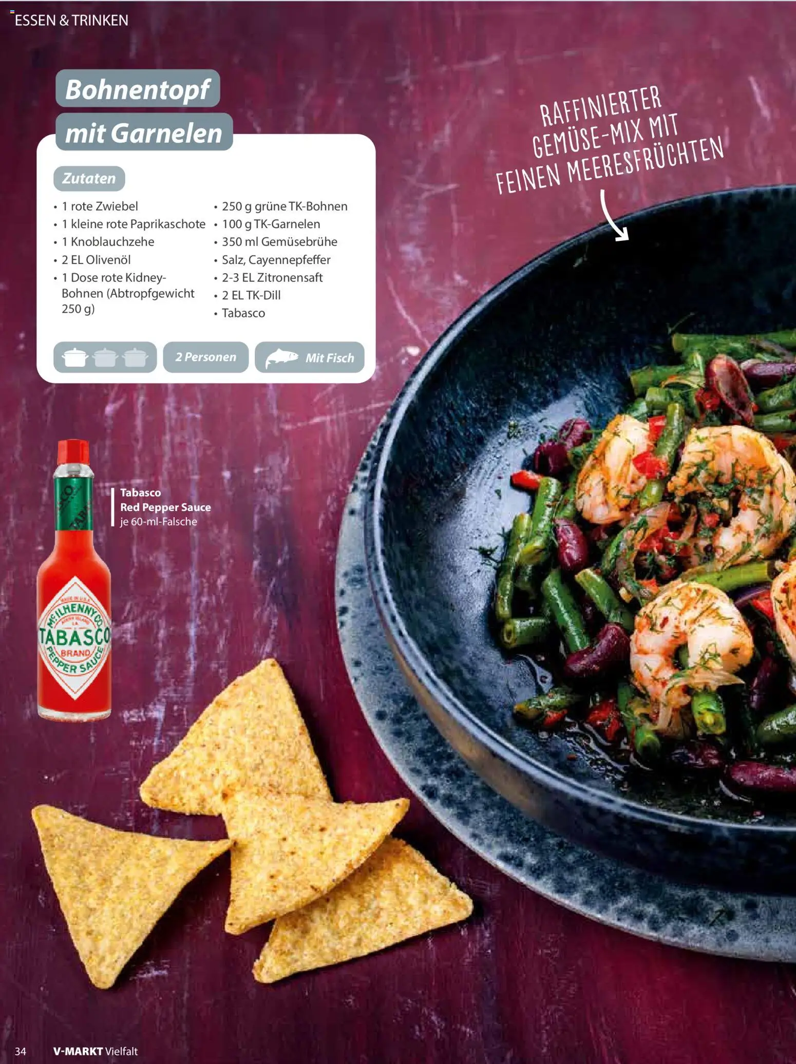 V-Markt - Vielfalt Januar / Februar – gültig ab 02.01.2026 | Seite: 34 | Produkte: Olivenol, Garnelen, Fisch