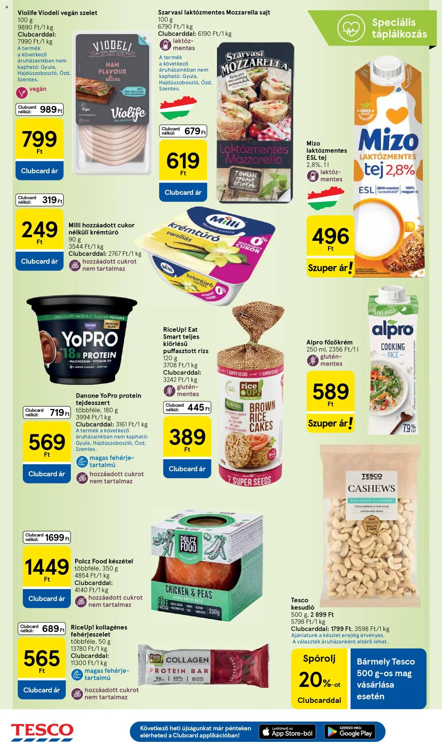 Tesco akciós ujság - amely érvényes a következő dátumtól: 05.03.2026 | Oldal: 24 | Termékek: Mozzarella, Protein bar, Fehérje, Készétel