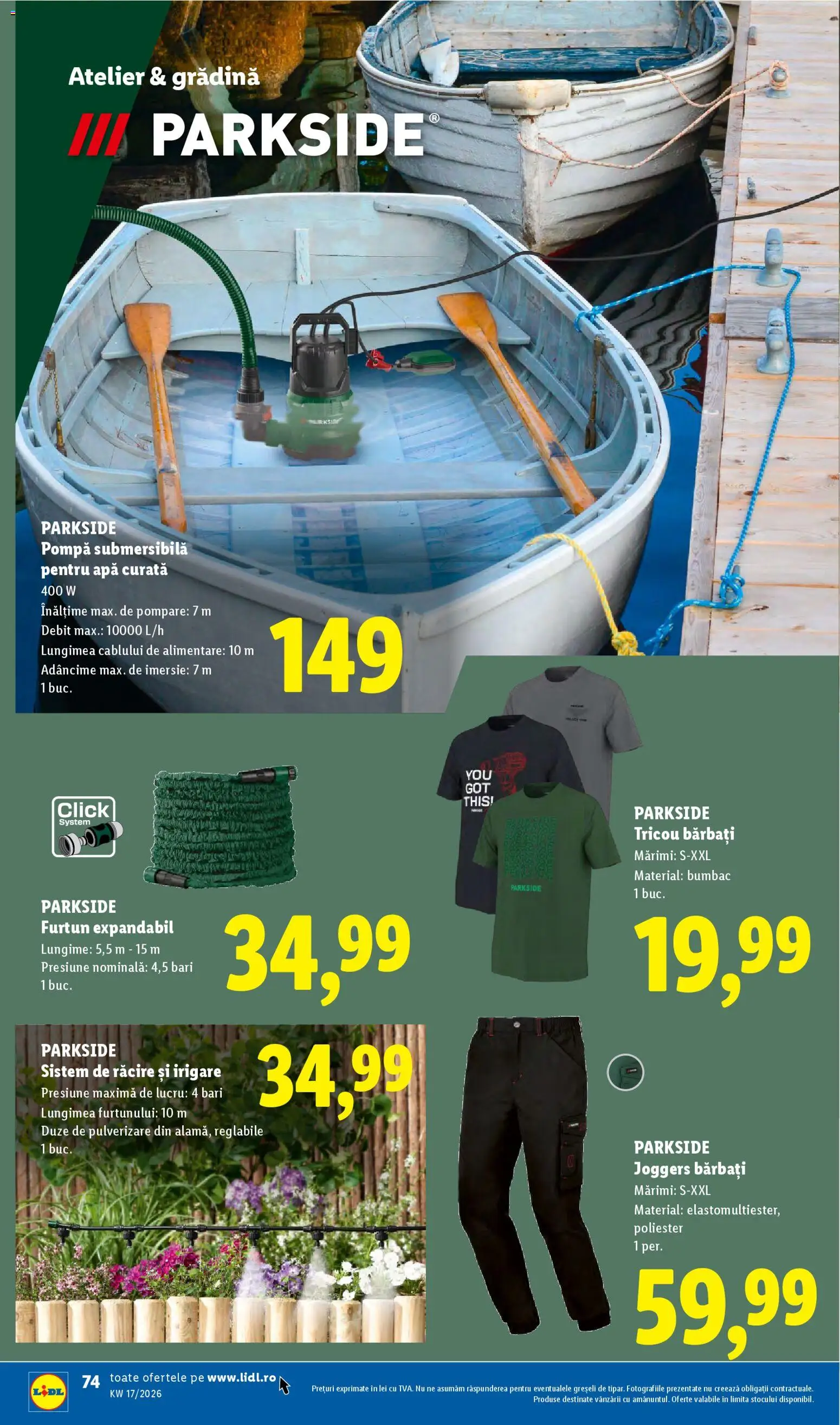 Noul catalog Lidl – valabil de la 20.04.2026 | Pagină: 74 | Produse: Tricou, Apă