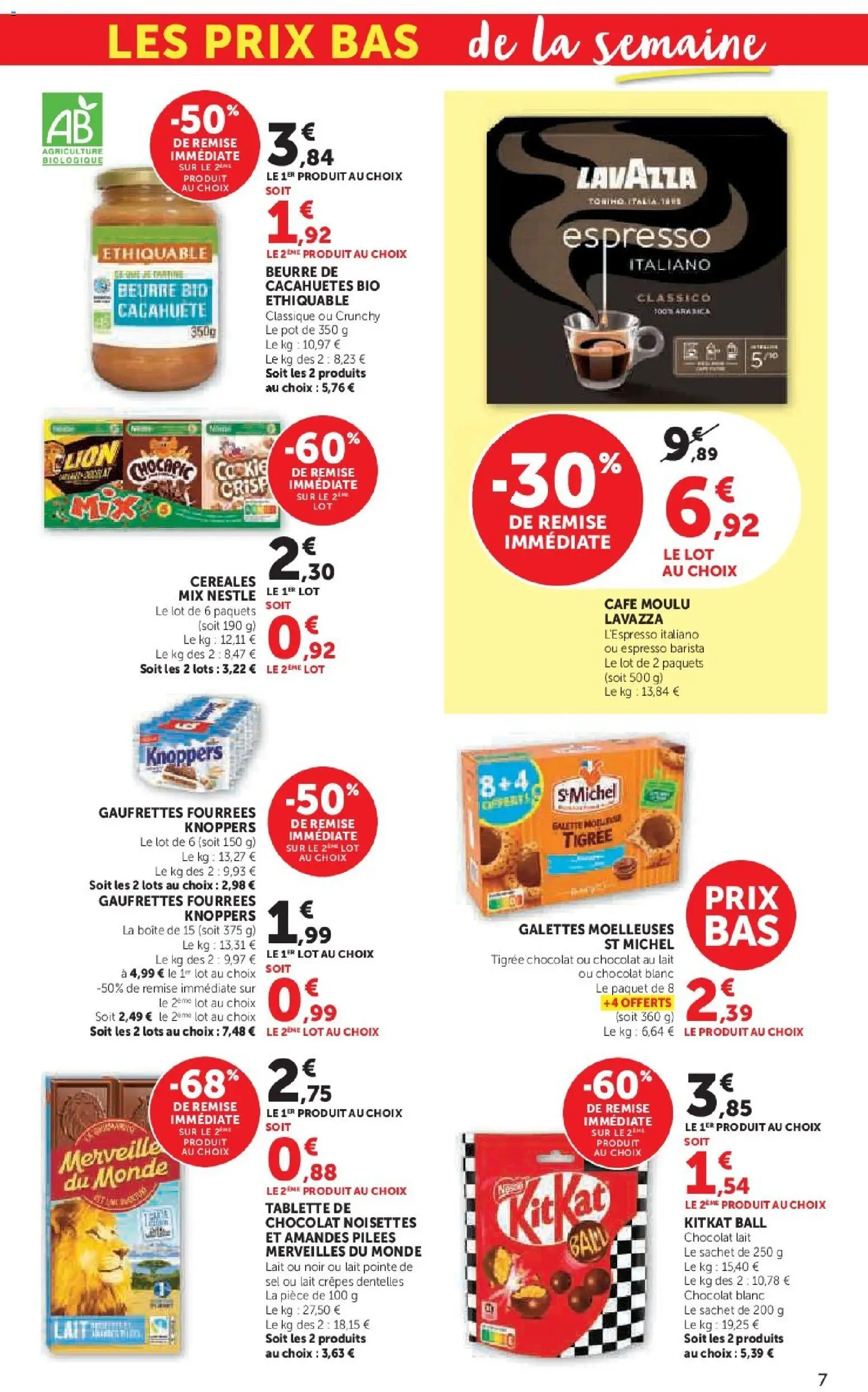 {H1} | Page: 7 | Produits: Chocapic, Sel, Lait, Amandes