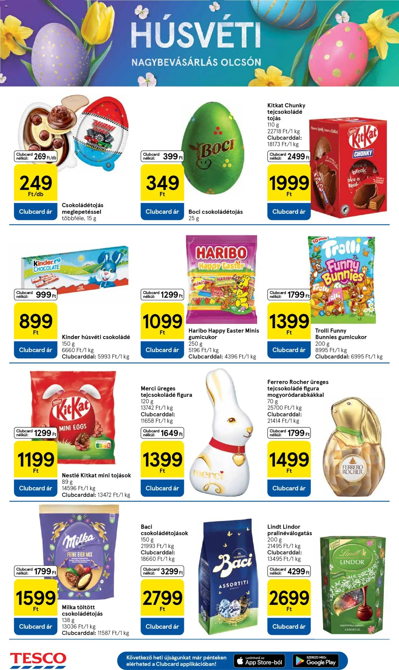 Tesco akciós ujság - amely érvényes a következő dátumtól: 19.03.2026 | Oldal: 22 | Termékek: Gumicukor, Ferrero rocher, Tojás, Csokoládé
