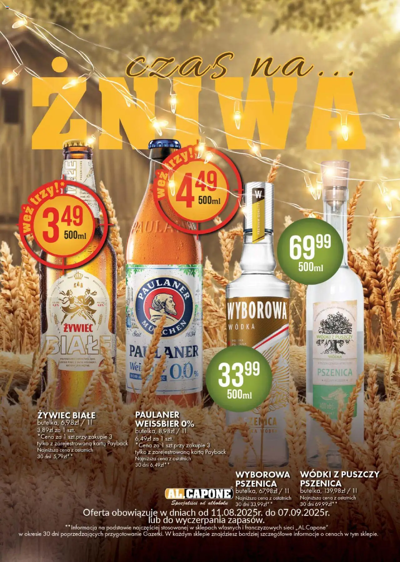 Al.Capone Gazetka od 11.08.2025 | Strona: 1 | Produkty: Karta, Vodka, Piwo, Wódka