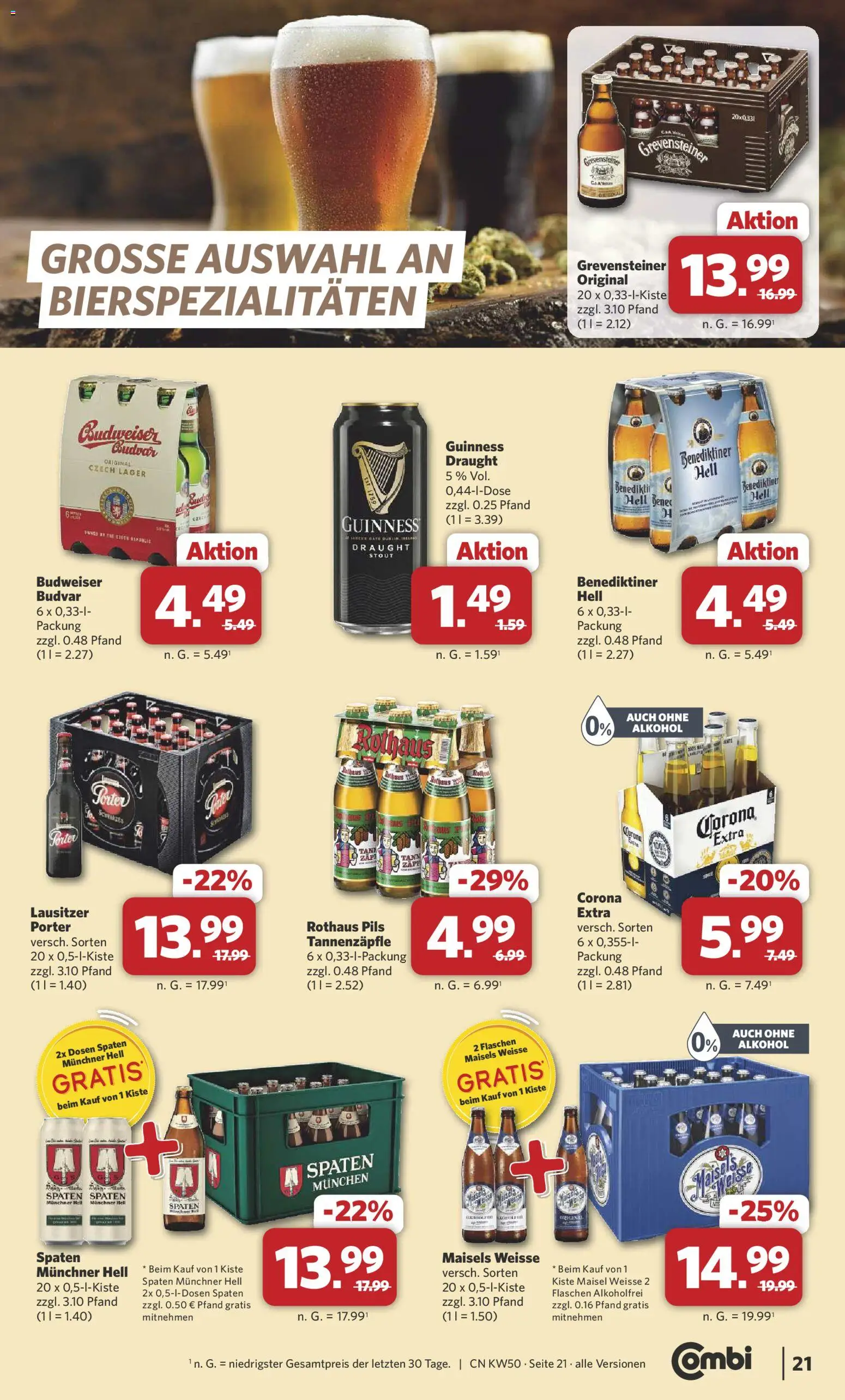 Combi Prospekt 	 – gültig ab 08.12.2025 | Seite: 22 | Produkte: Pils, Budweiser