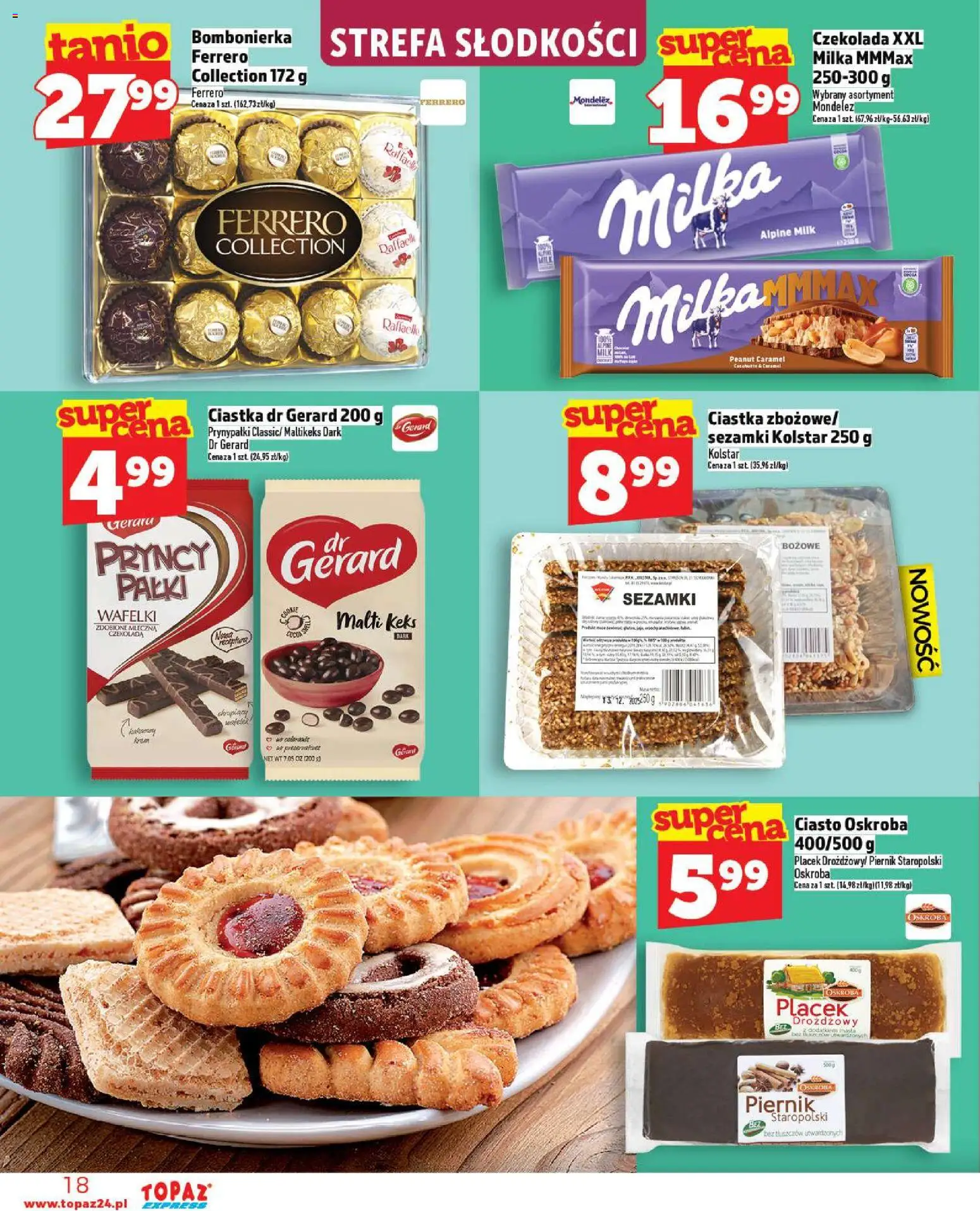 Topaz Gazetka - Express od 13.11.2025 | Strona: 18 | Produkty: Ciasto, Piernik, Milka, Wafelki