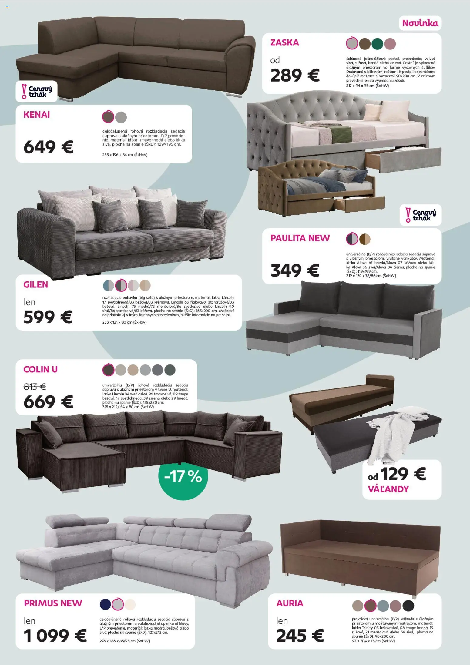 Nové Kondela akcie – leták je platný od 14.01.2026 | Strana: 4 | Produkty: Matrace, Sedacia súprava, Posteľ, Rozkladacia pohovka