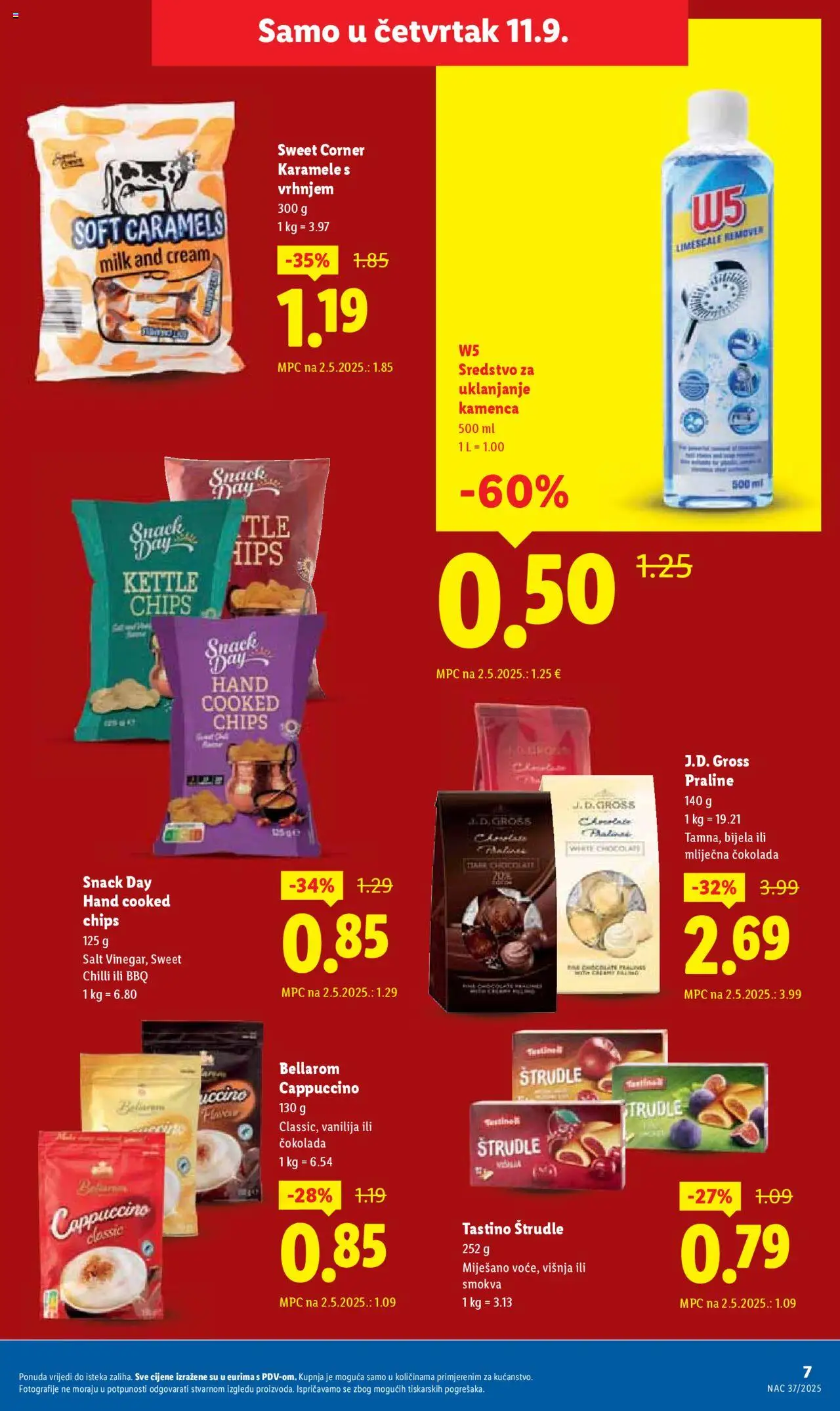 Lidl katalog | vrijedi od 11.09.2025 | Stranica: 7 | Proizvodi: Praline, Čokolada, Cappuccino, Štrudle