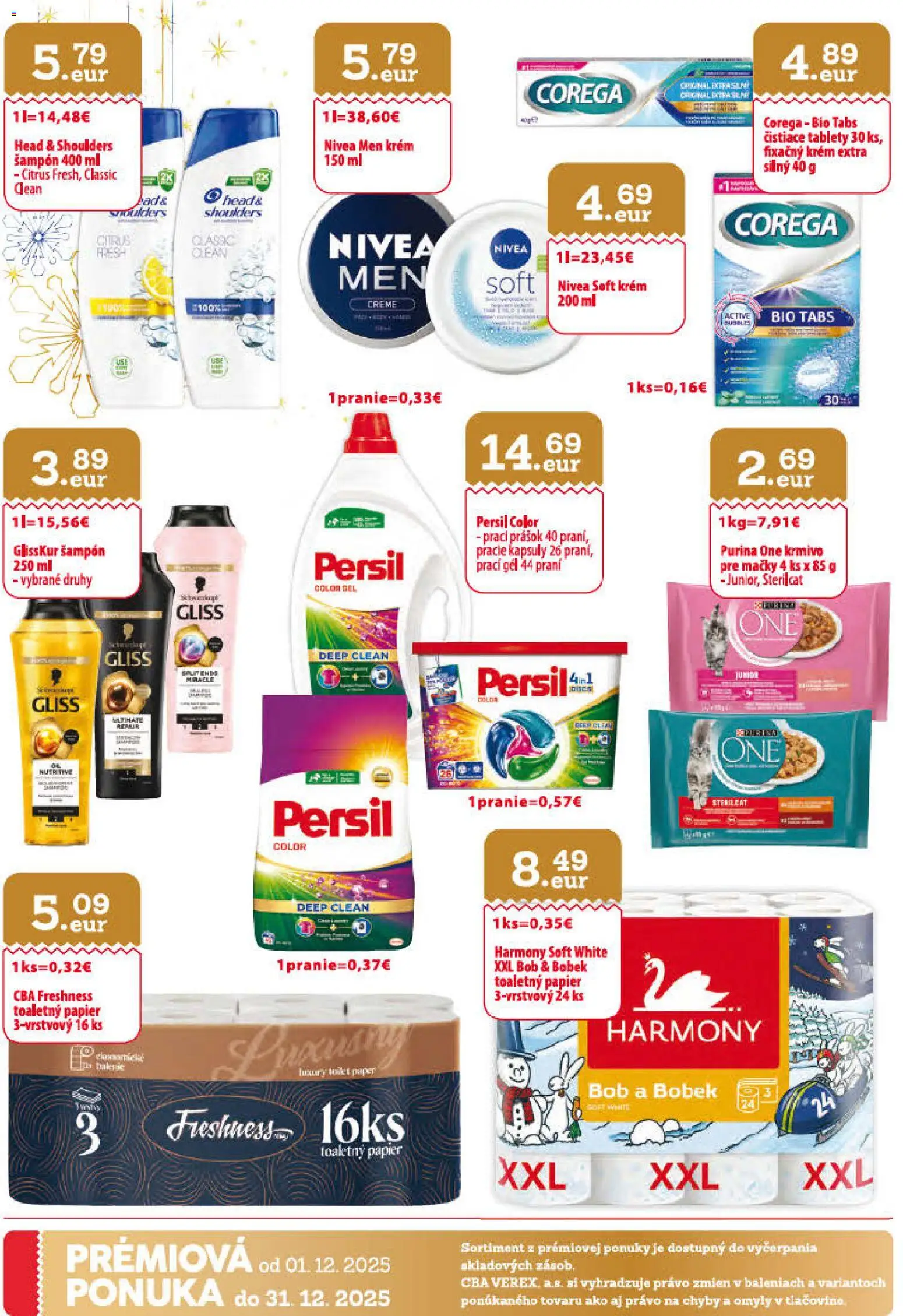 Nové CBA Verex akcie – leták je platný od 01.12.2025 | Strana: 32 | Produkty: Nivea, Persil, Šampón, Krém