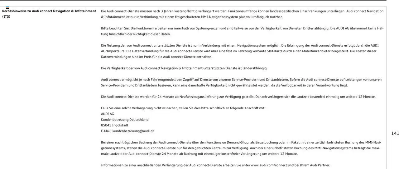 Audi A5 – gültig ab 09.01.2025 | Seite: 141 | Produkte: Navigation, Navigationssystem