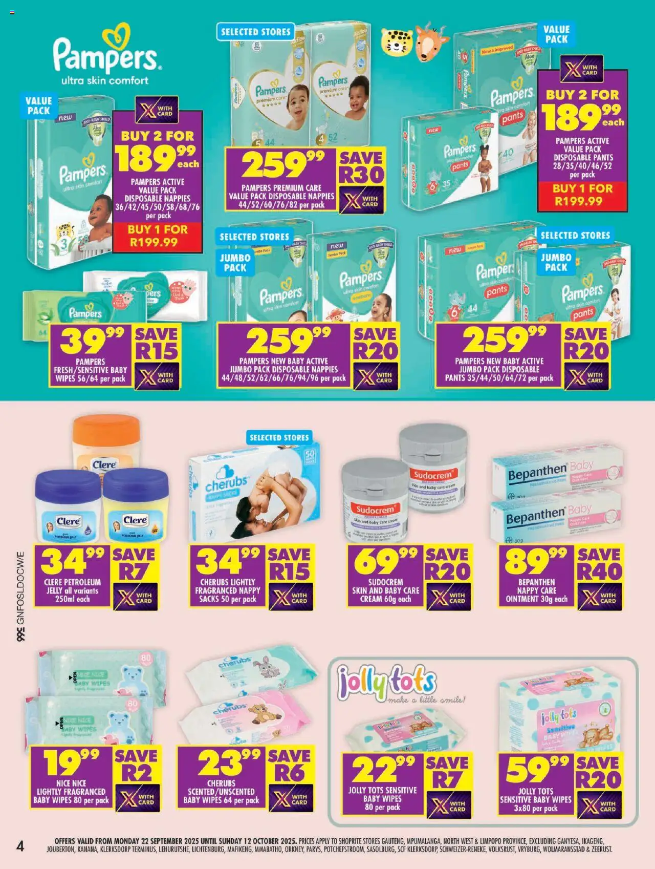 New Shoprite catalogue – valid from 22.09.2025 | Page: 4 | Products: Pants, Cream, Preservative, Petroleum jelly