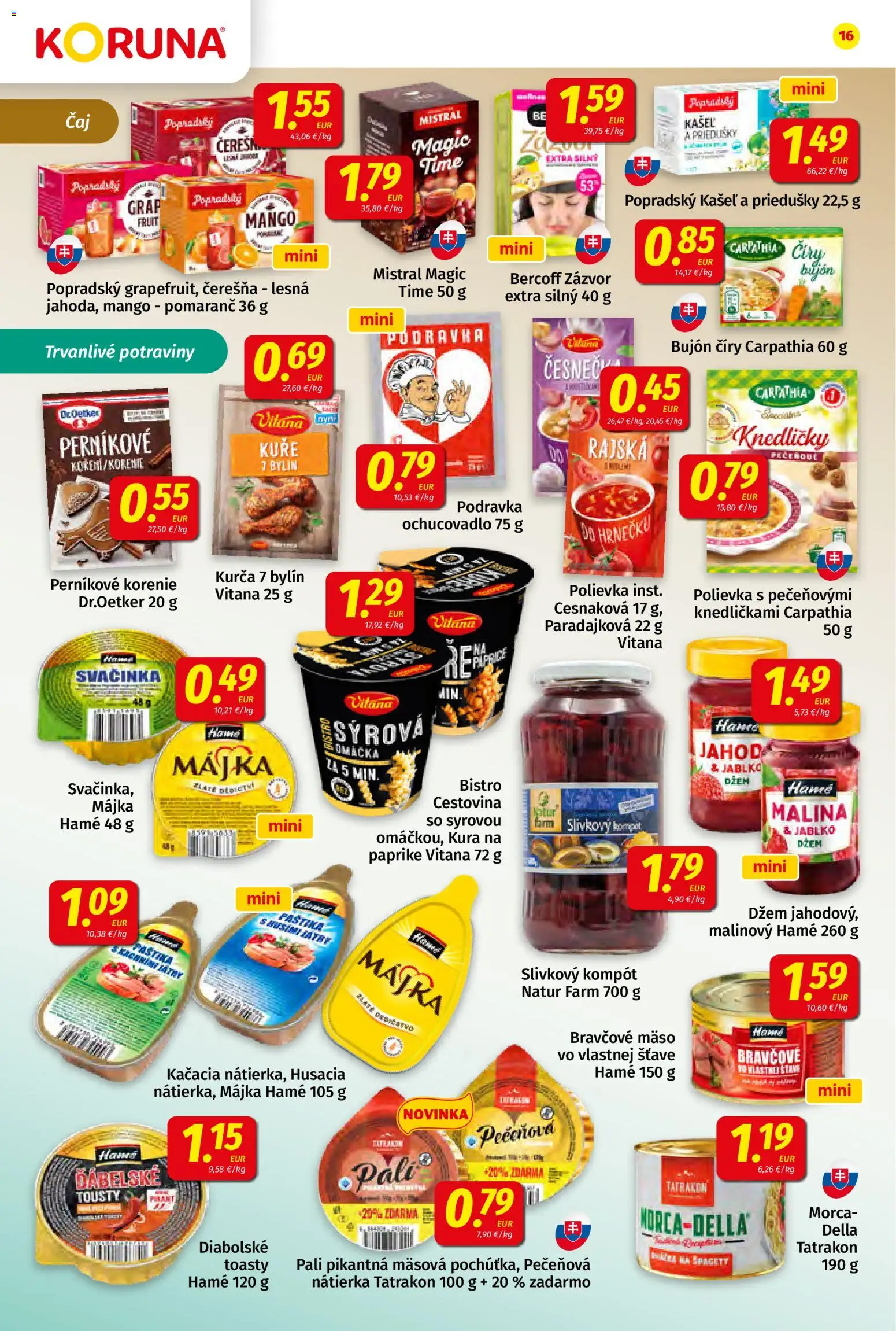 Nové Koruna akcie – leták je platný od 21.11.2025 | Strana: 16 | Produkty: Zázvor, Omáčka, Mango, Špagety