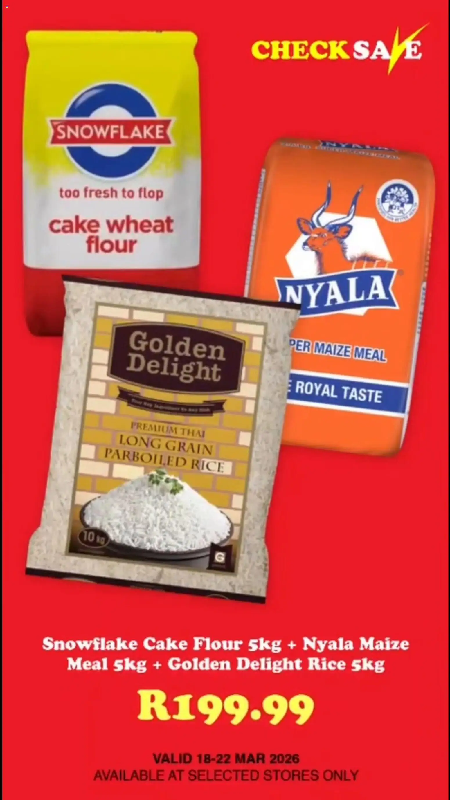 New Check Save catalogue – valid from 19.03.2026 | Page: 12 | Products: Cake, Flour, Maize meal, Rice
