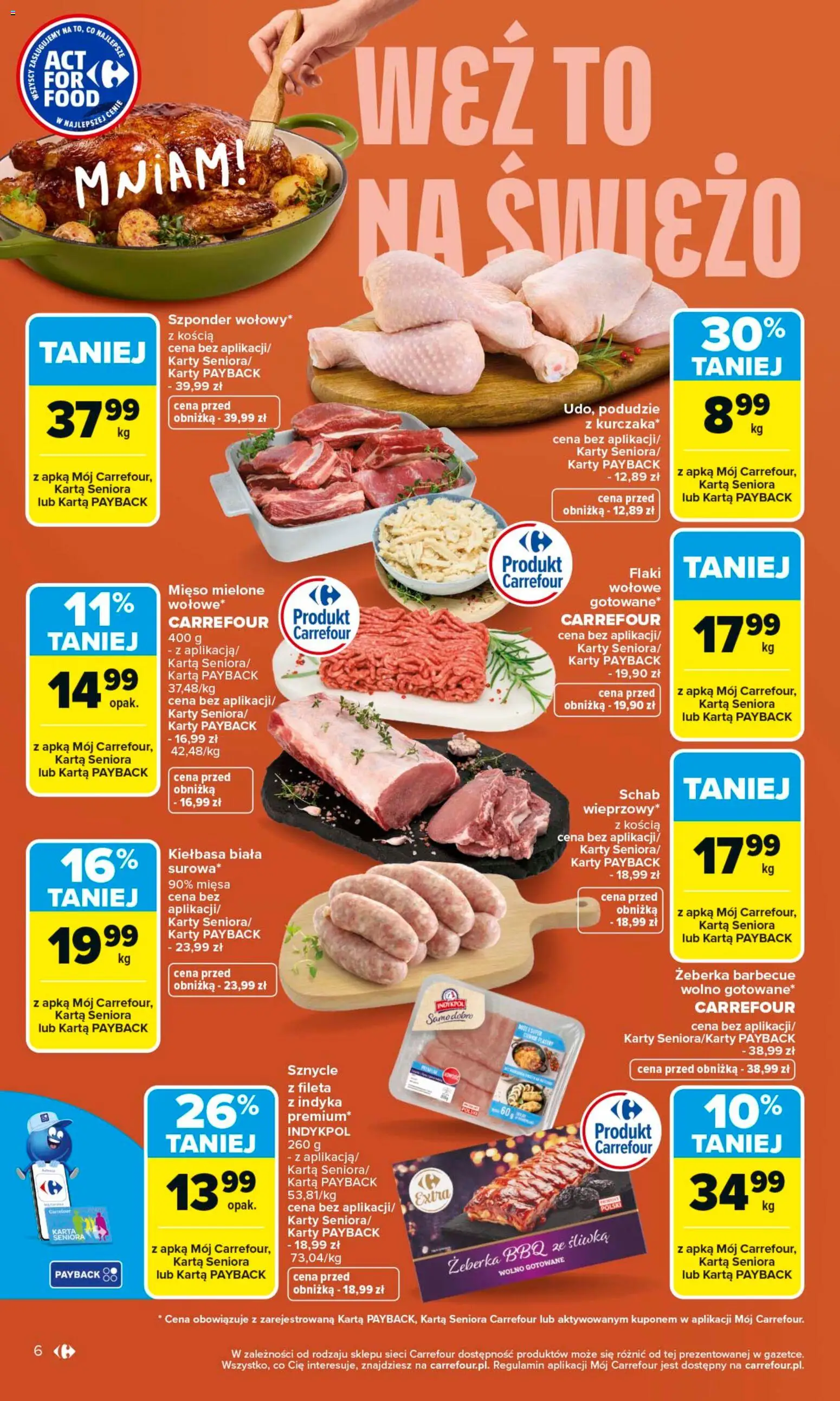 Carrefour gazetka od 16.03.2026 | Strona: 8 | Produkty: Karta, Schab, Mięso, Mięso mielone