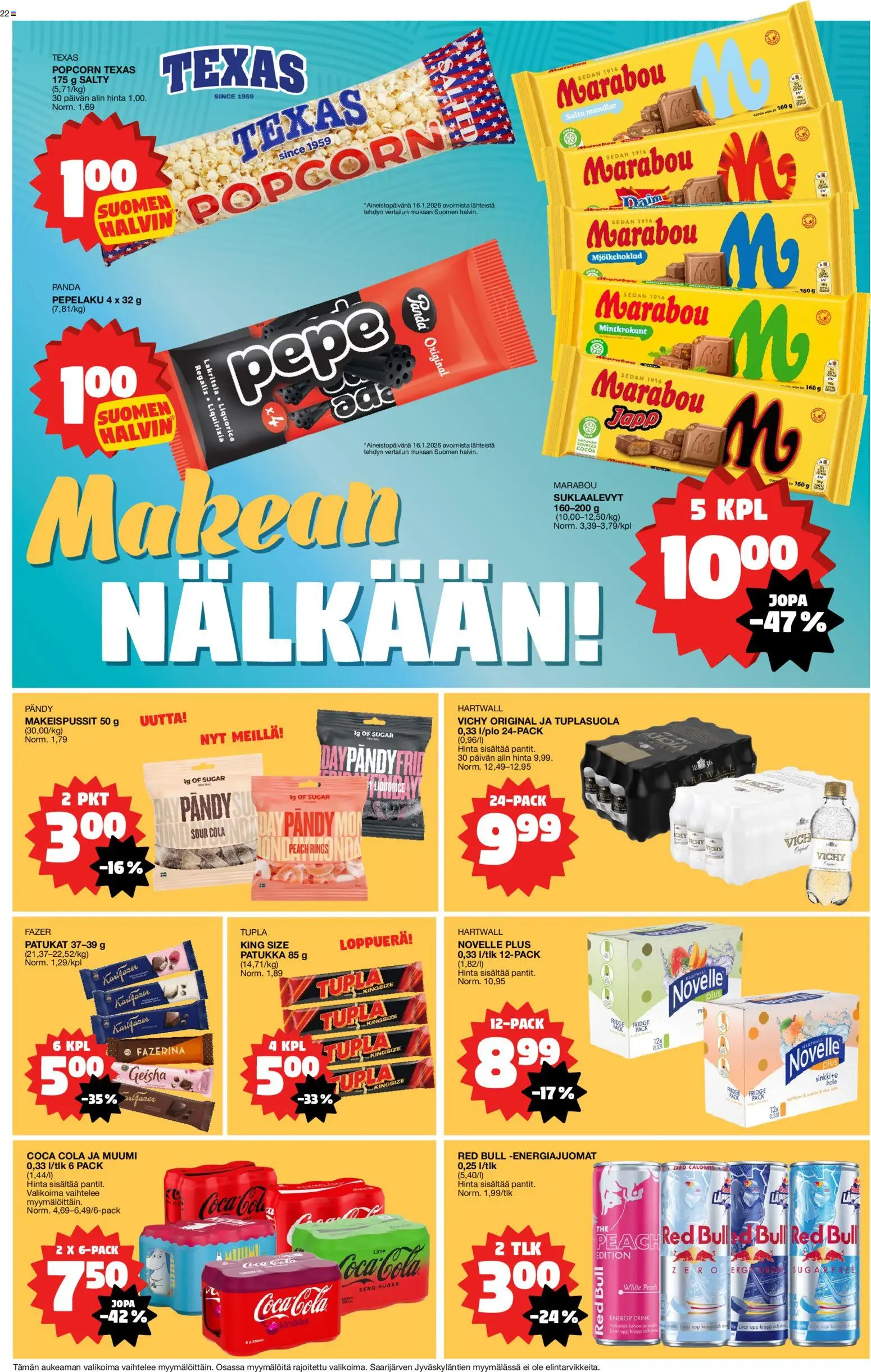 Tokmanni tarjoukset – voimassa 02.02.2026 alkaen | Sivu: 22 | Tuotteet: Makeispussit, Coca cola, Suklaalevyt