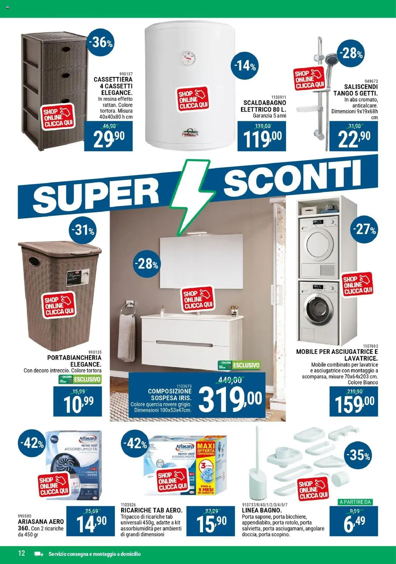Volantino CFadda del 02.10.2025 | Pagina: 12 | Prodotti: Mobile, Scaldabagno, Asciugatrice, Cassettiera