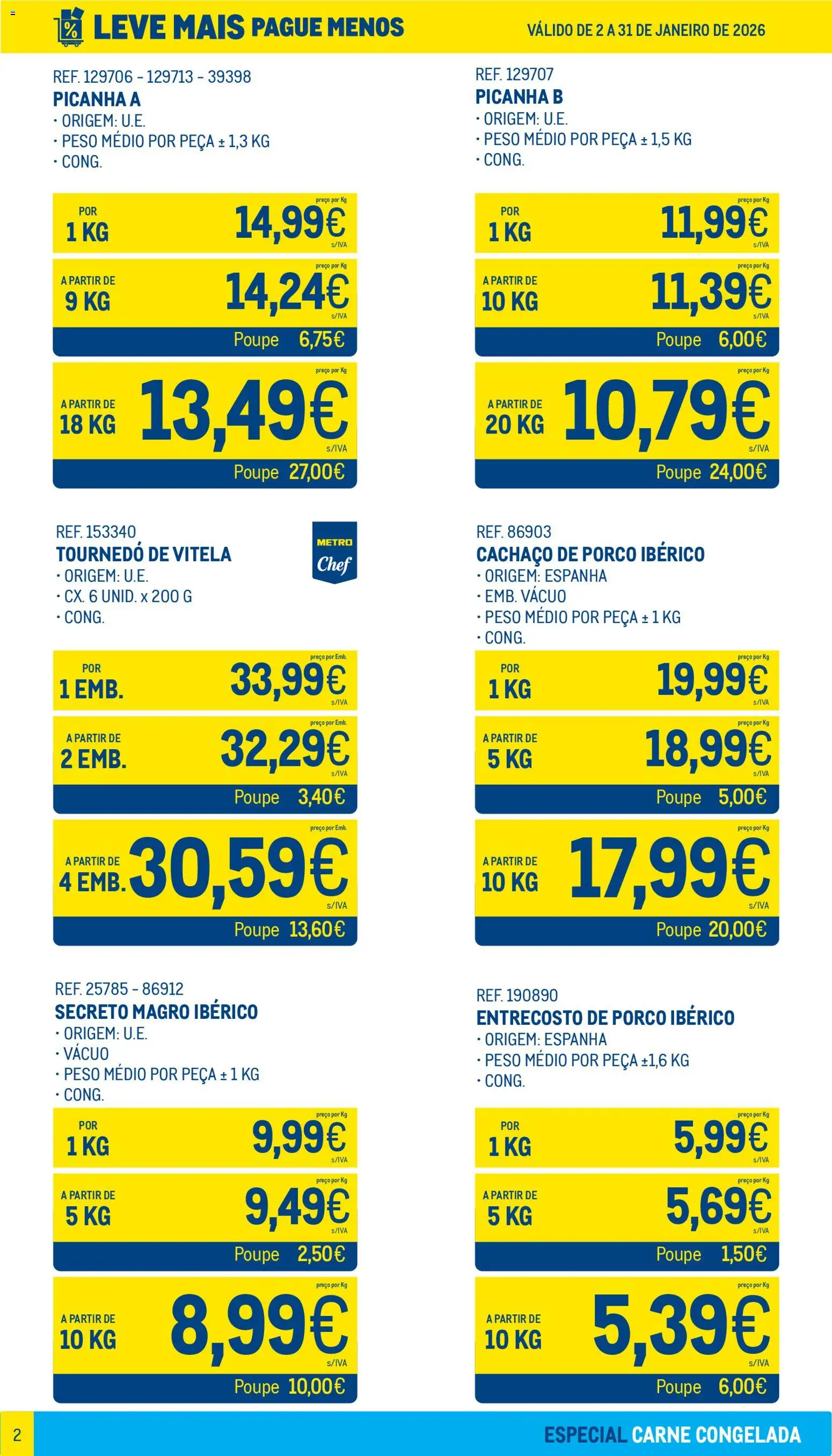 Makro Leve Mais Pague Menos - Carne Congelada │ válido de 02.01.2026 | Página: 2 | Produtos: Vitela, Carne